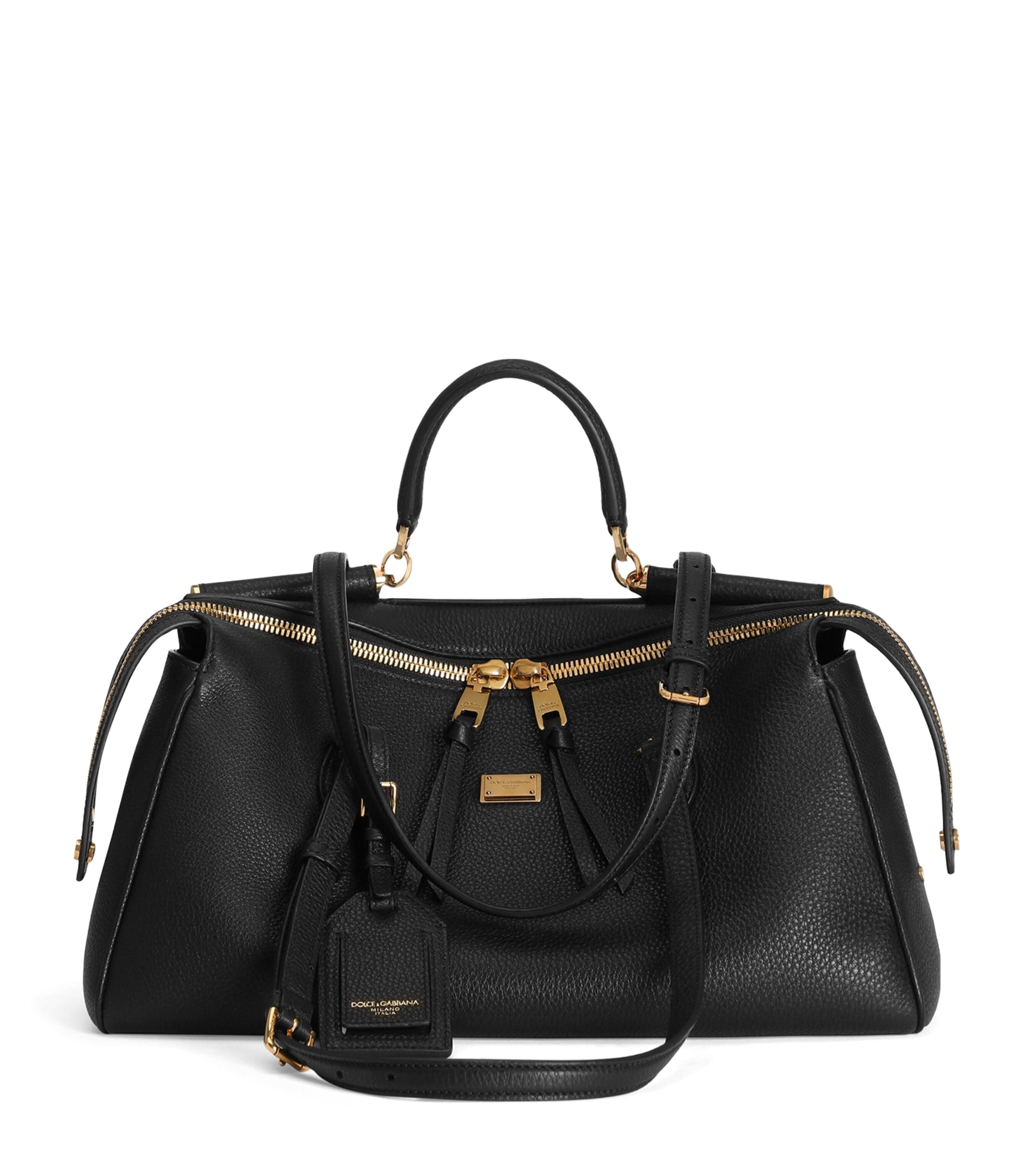 Dolce&Gabbana Calfskin Vittoria Top-Handle Bag Black Image 1