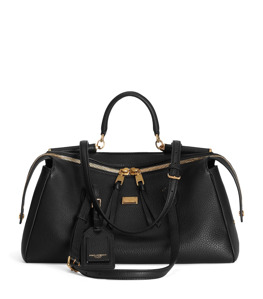 Dolce&Gabbana Calfskin Vittoria Top-Handle Bag Black Image 1