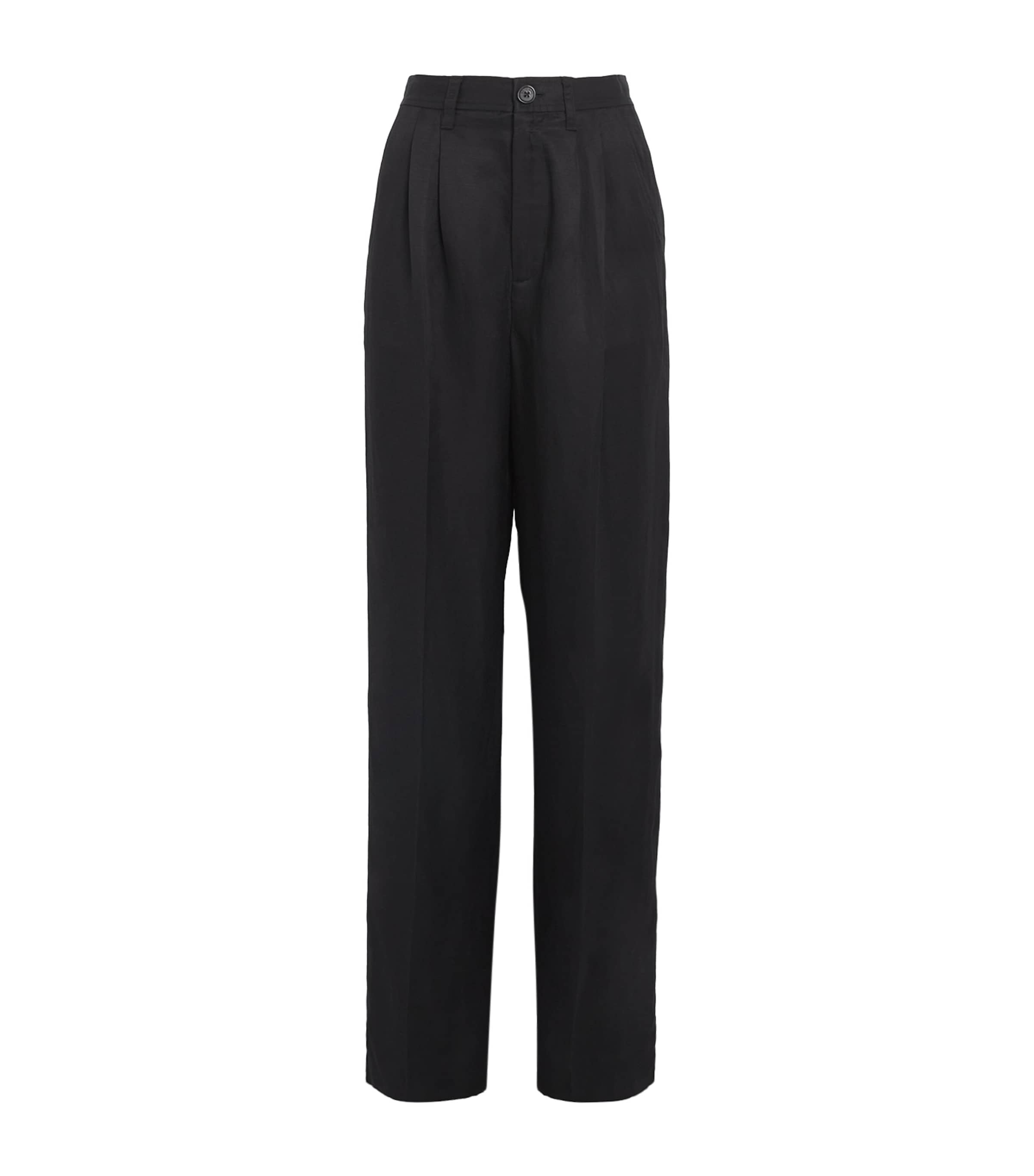 ANINE BING PLEATED CARRIE WIDE-LEG TROUSERS