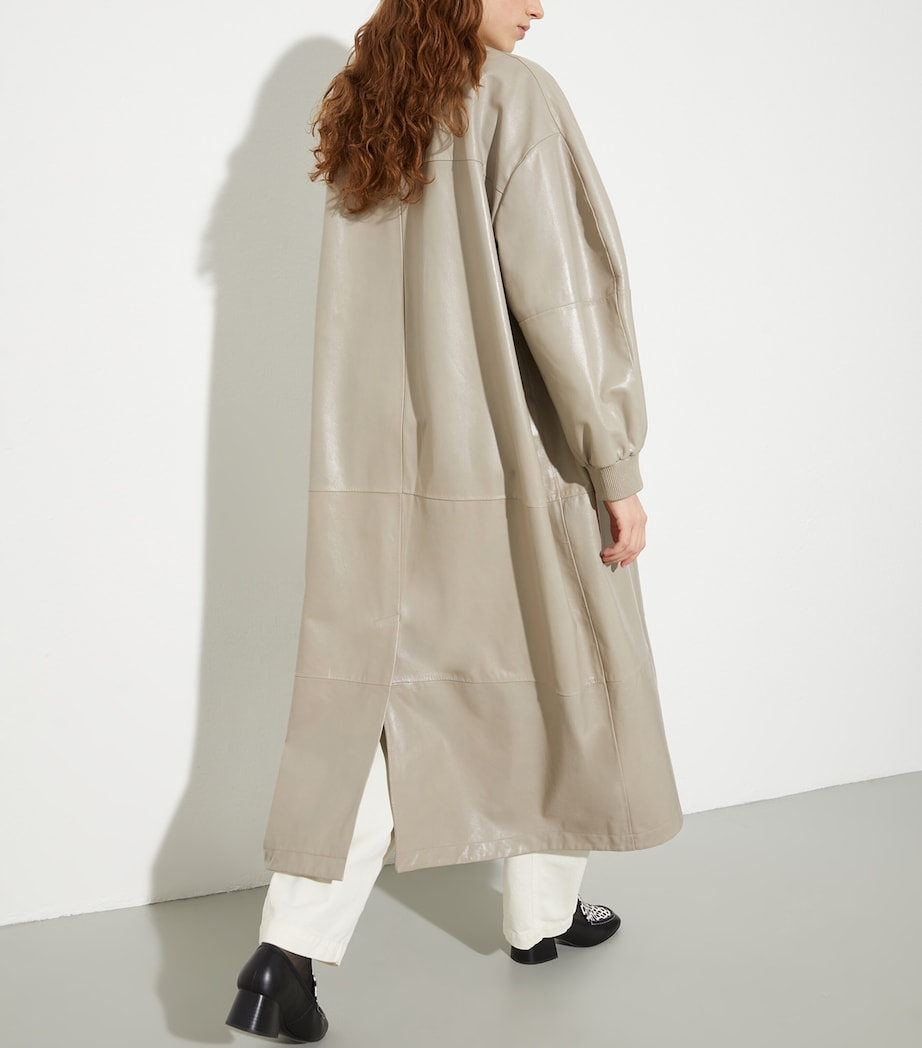 Leather Trench Coat GREY Image 3