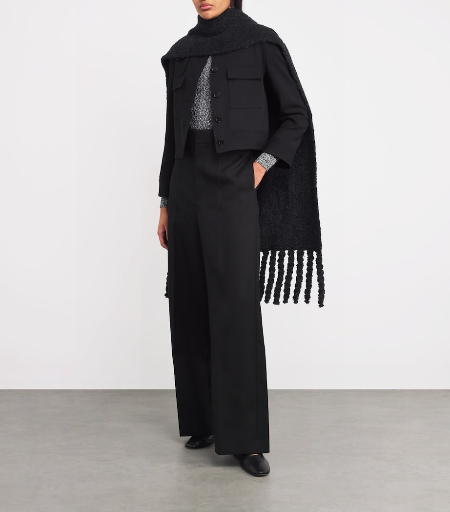 Bouclé Knit Scarf BLACK Image 2