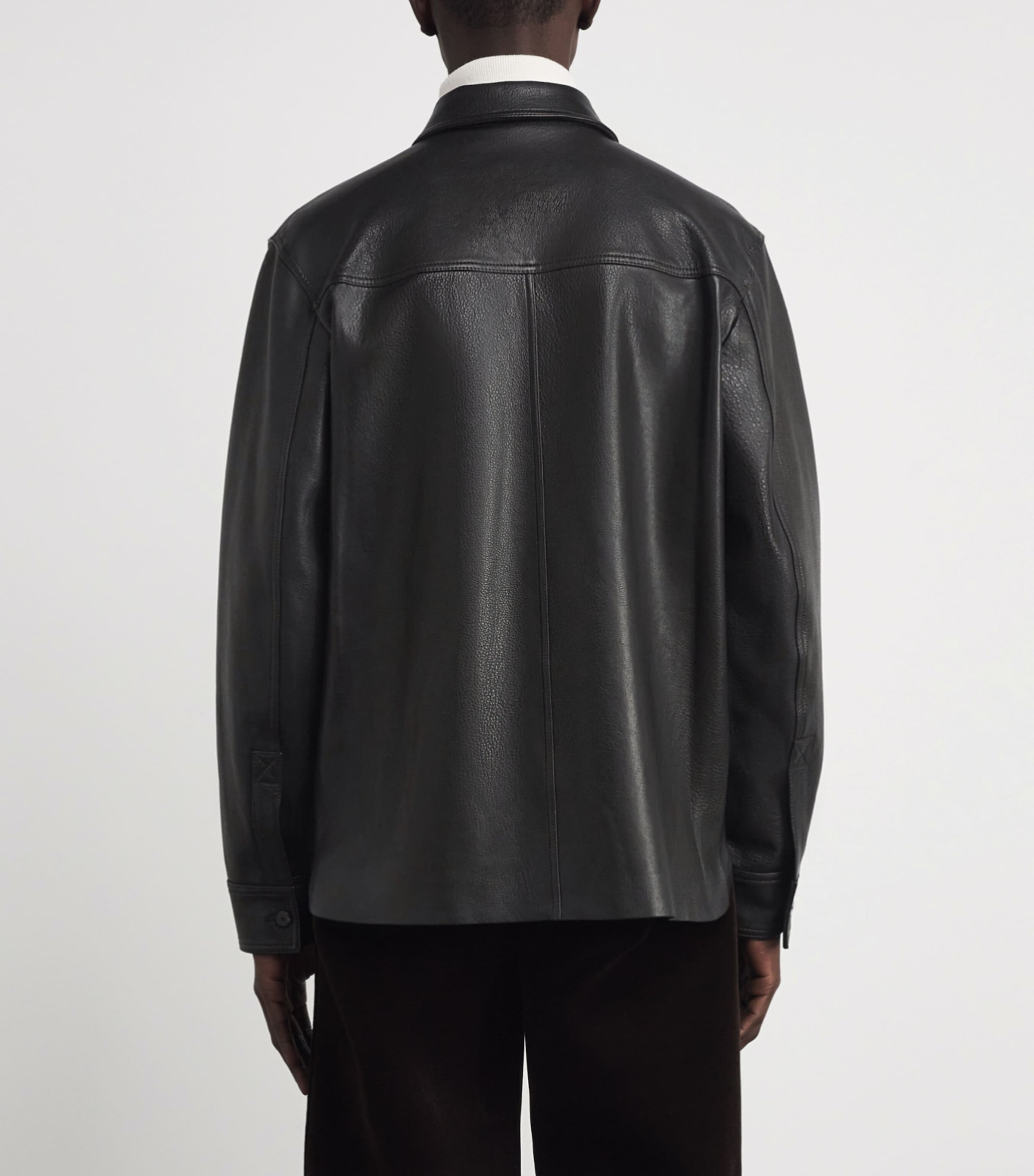 Leather Long-Sleeve Shirt BLACK Image 4