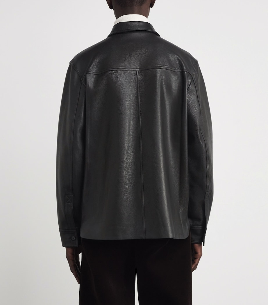 Leather Long-Sleeve Shirt BLACK Image 4