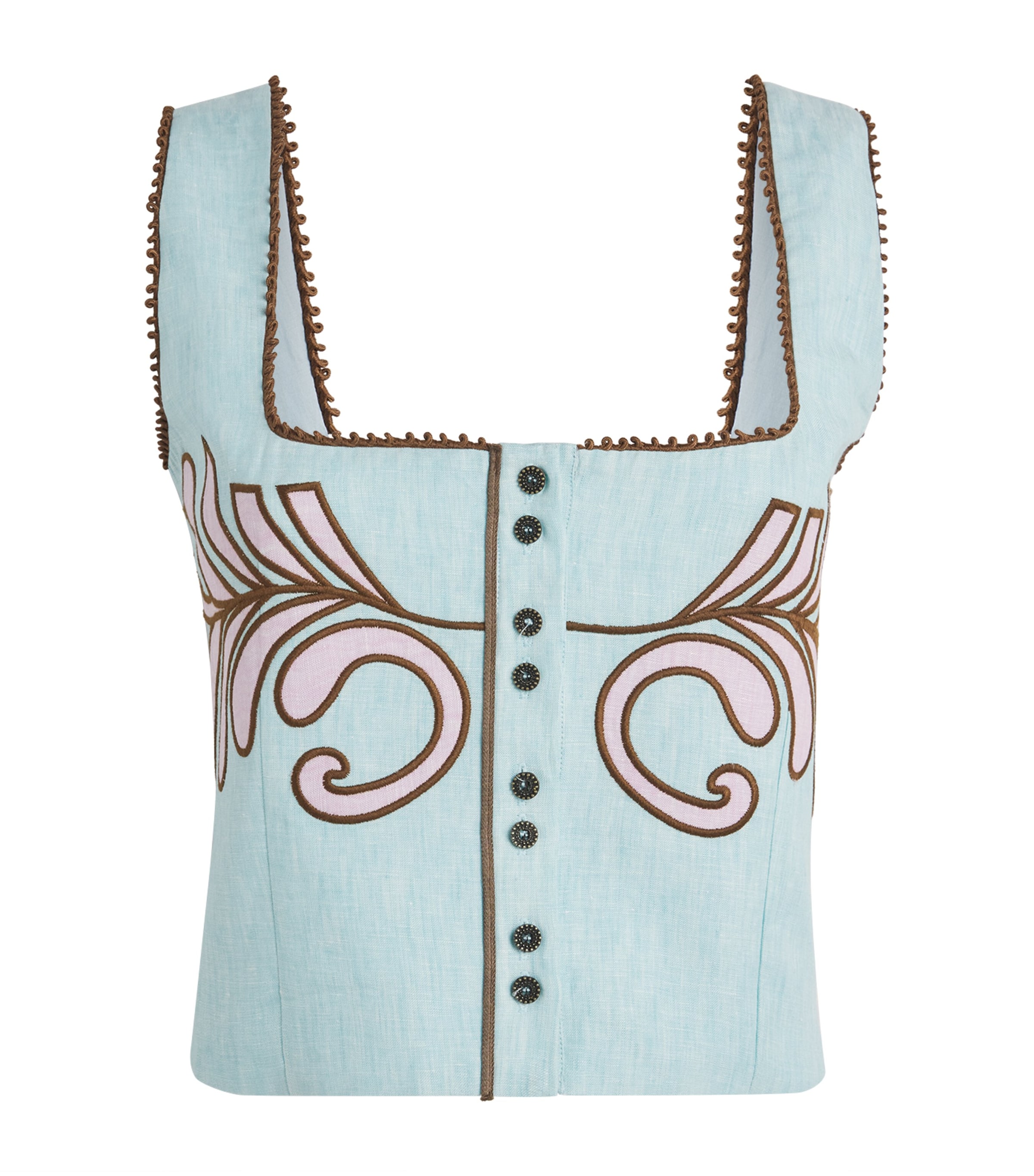 LUG VON SIGA Womens Linen Amelia Top Turquoise Image 1