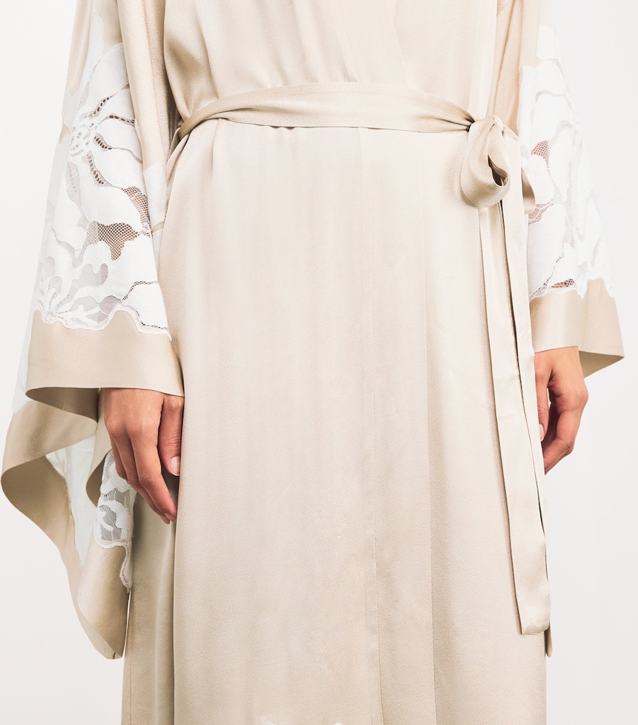 Bocan Womens Lace-Trimmed Argos Robe Beige Image 6