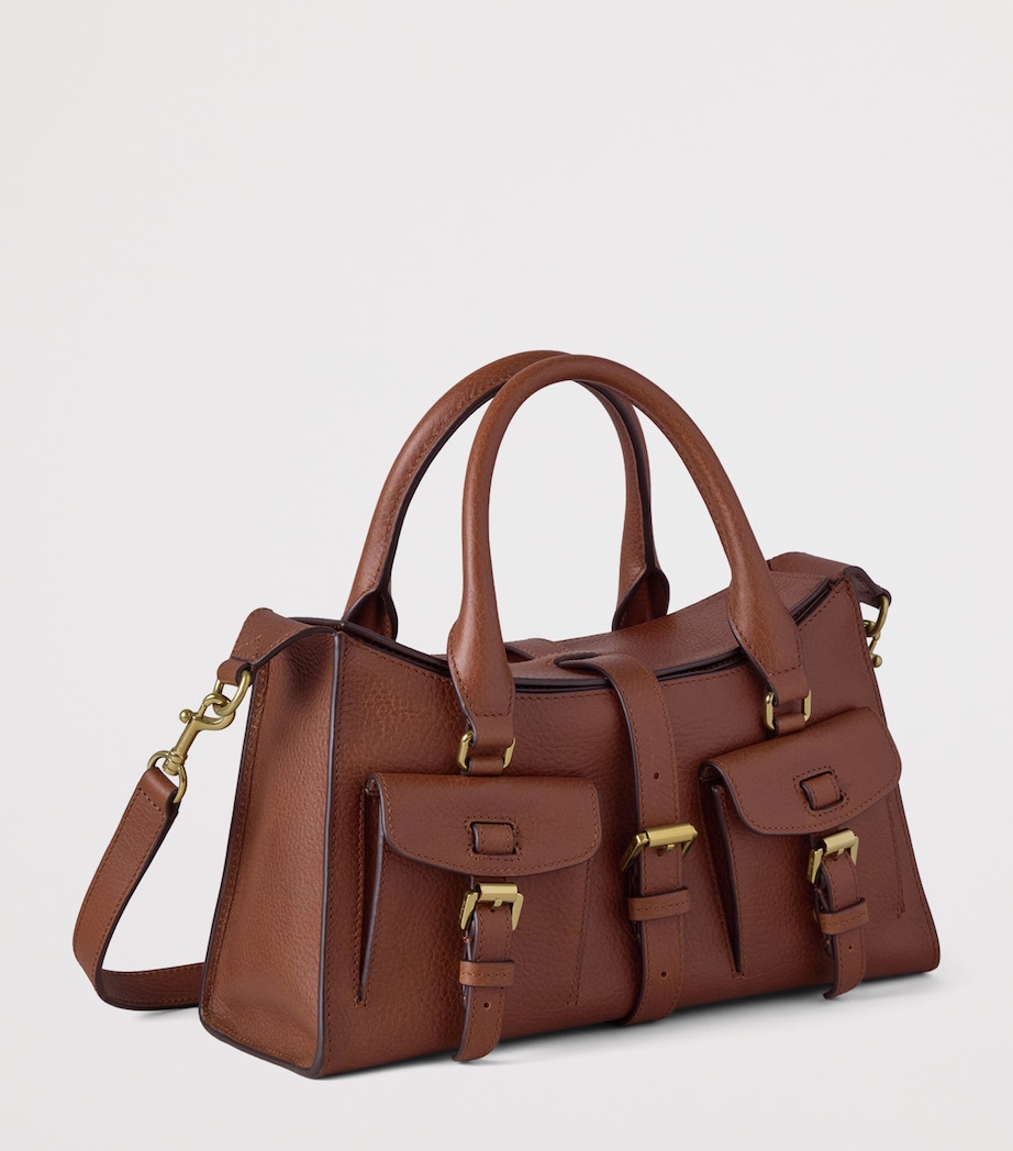 Small Leather Roxanne Top-Handle Bag OAK Image 2