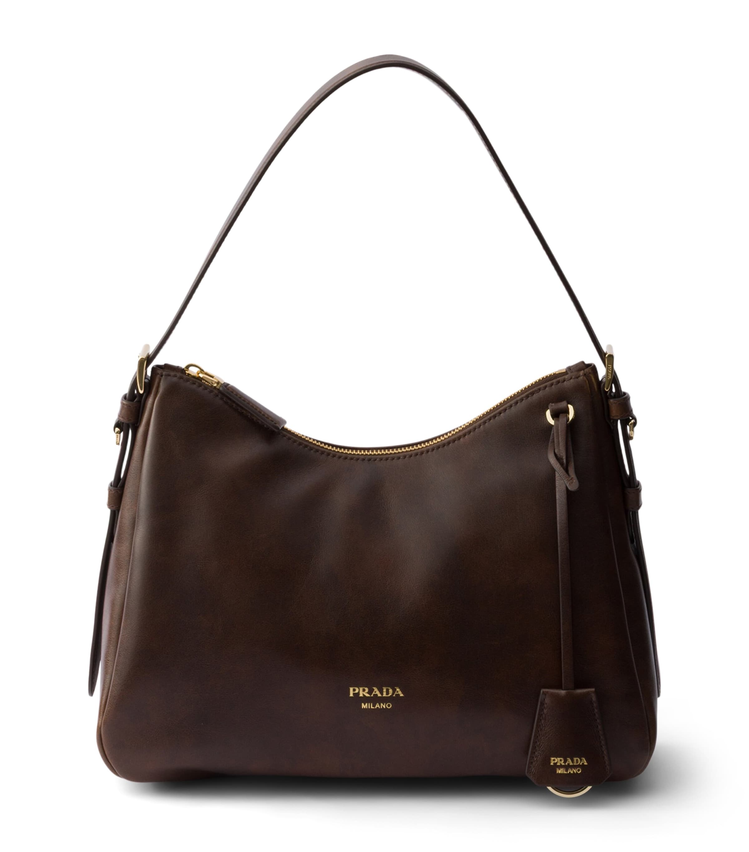 Prada Medium Leather Aimée Shoulder Bag Brown Image 1