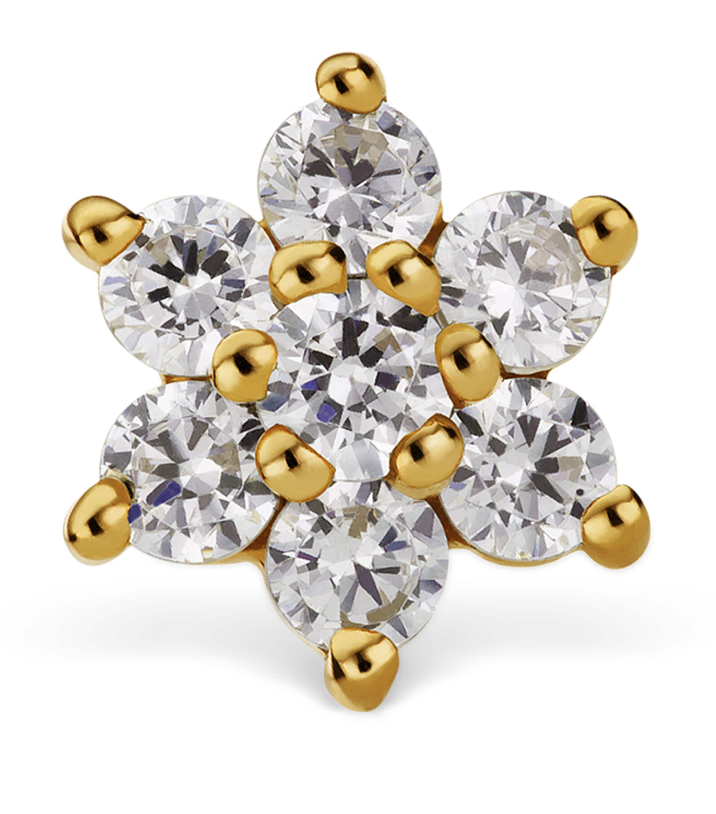 Maria Tash Yellow Gold and Diamond Flower Threaded Stud Earring (5.5mm) | Fine Jewellery | Fine Earrings | Stud Earrings | Men Accessories | Jewellery | Earrings | Designers | Maria Tash