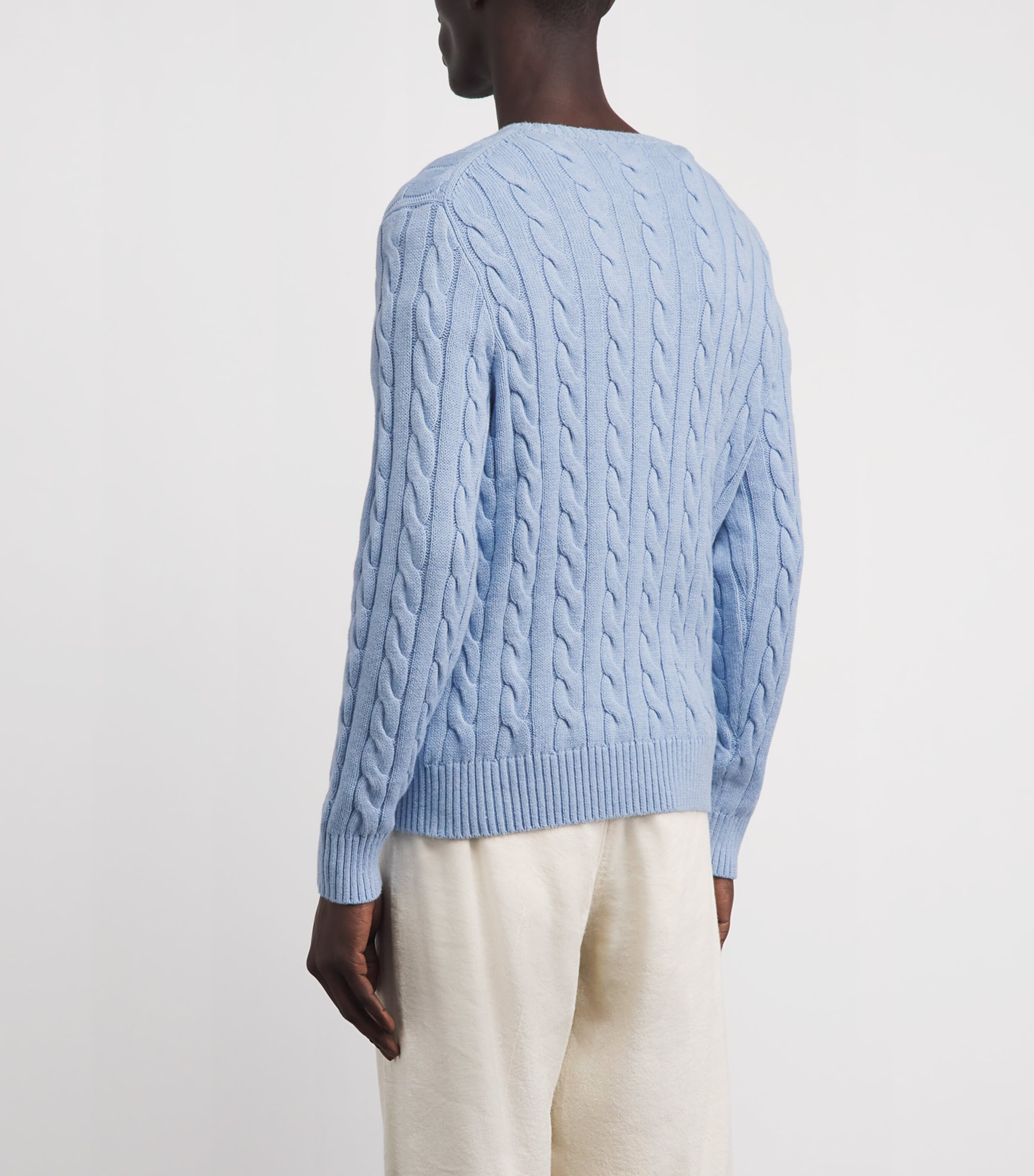 Polo Ralph Lauren Mens Cotton Cable-Knit Sweater Blue Hyacinth Hthr Image 5