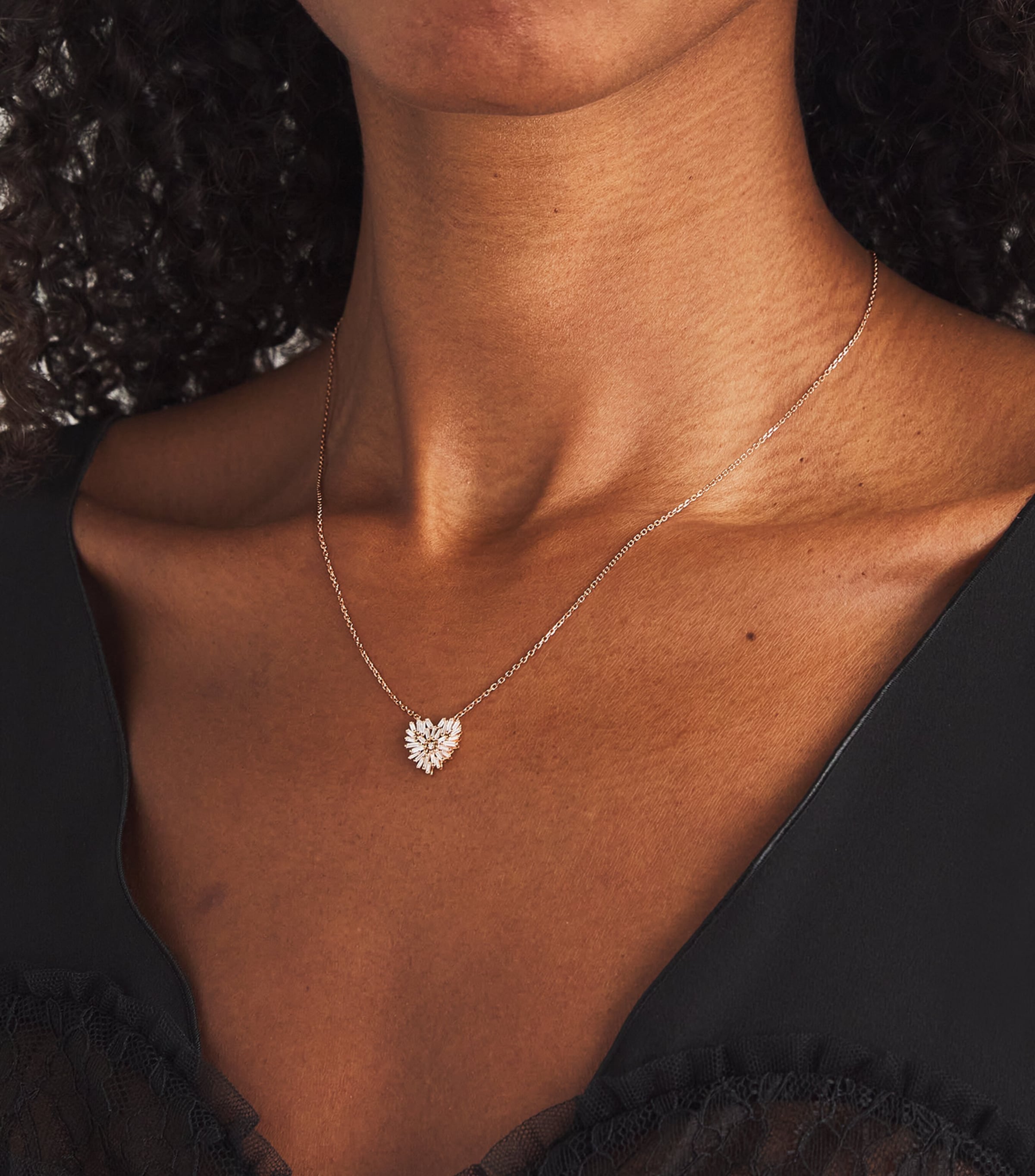 Suzanne Kalan Rose Gold and Diamond Small Heart Pendant Necklace Rg/wd Image 4