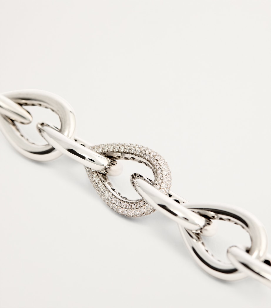 White Gold and Diamond Drop Links Chain Necklace WHITE GOLD Image 3
