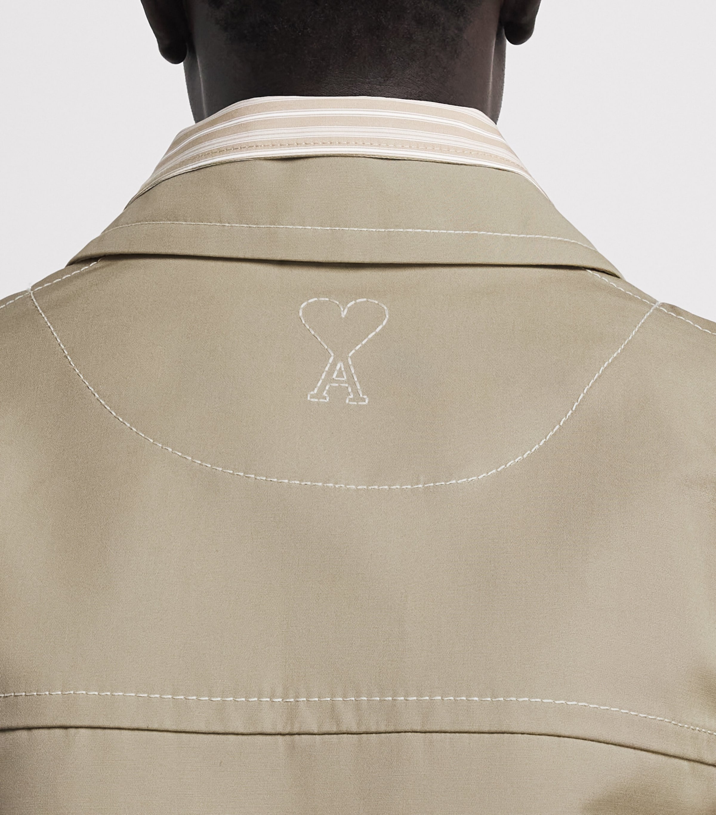 AMI Paris Mens Cotton-Sateen Cropped Jacket Beige Taupe Image 3