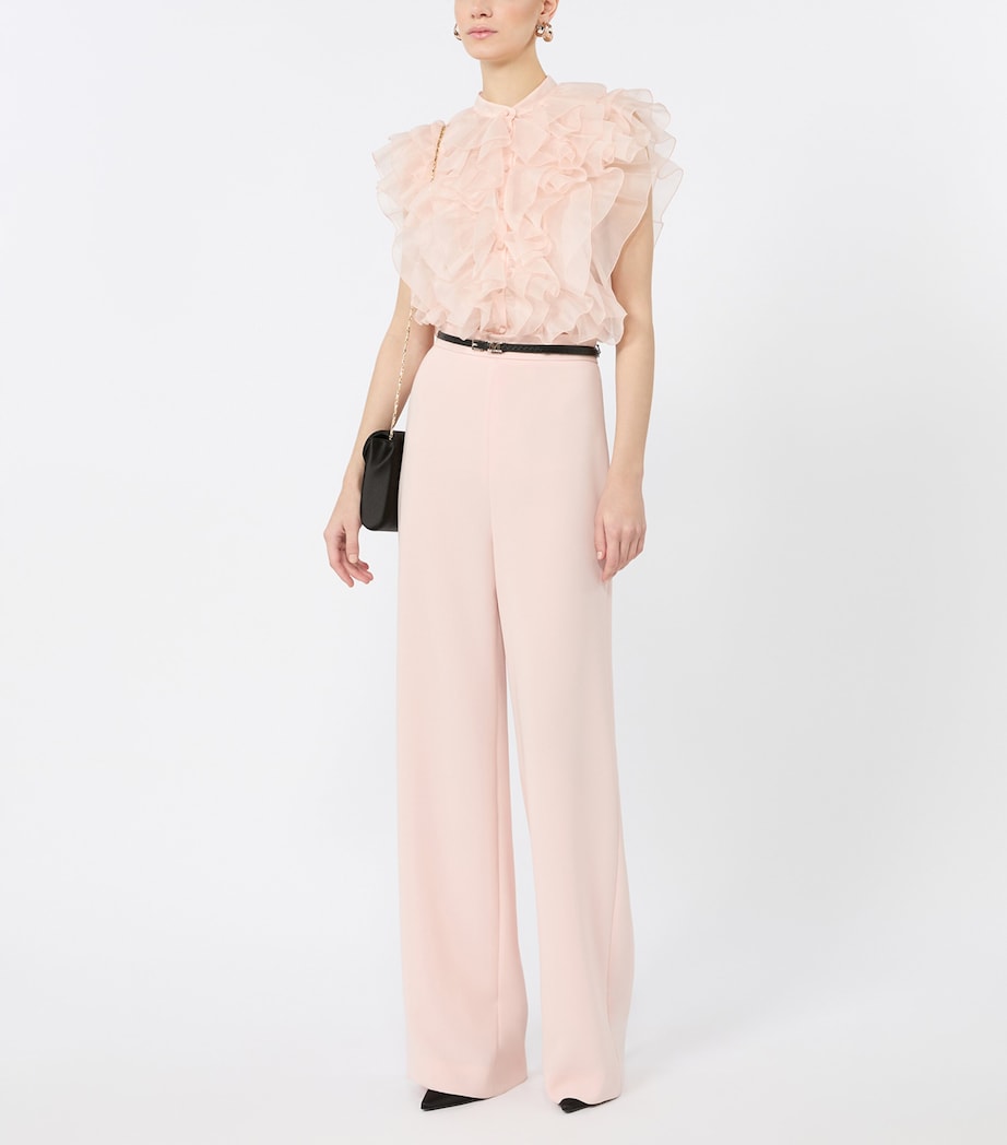 Max Mara Womens Silk Ruffled Blouse Powder Image 2
