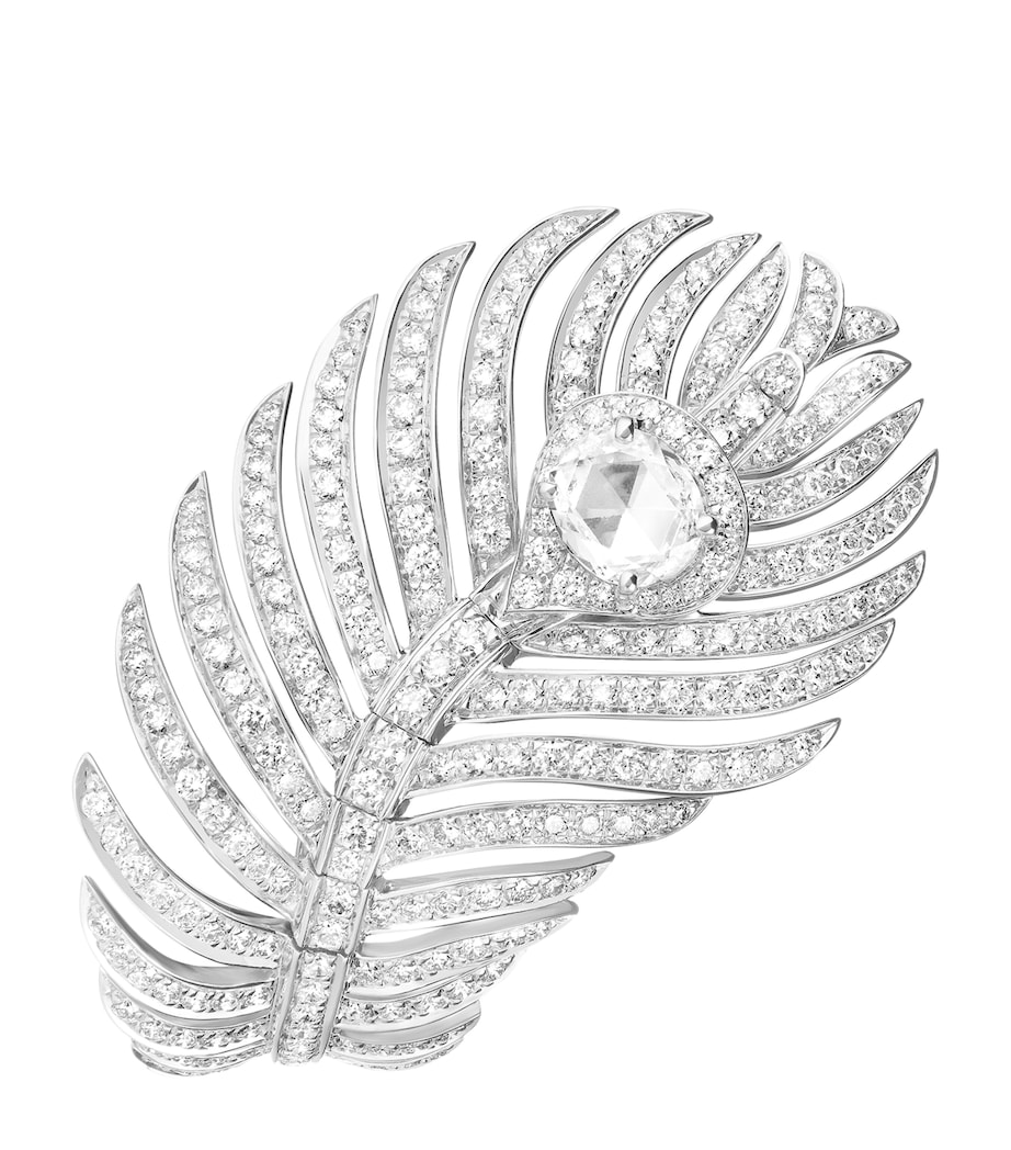 Large White Gold and Diamond Plume de Paon Ring WHITE GOLD Image 2