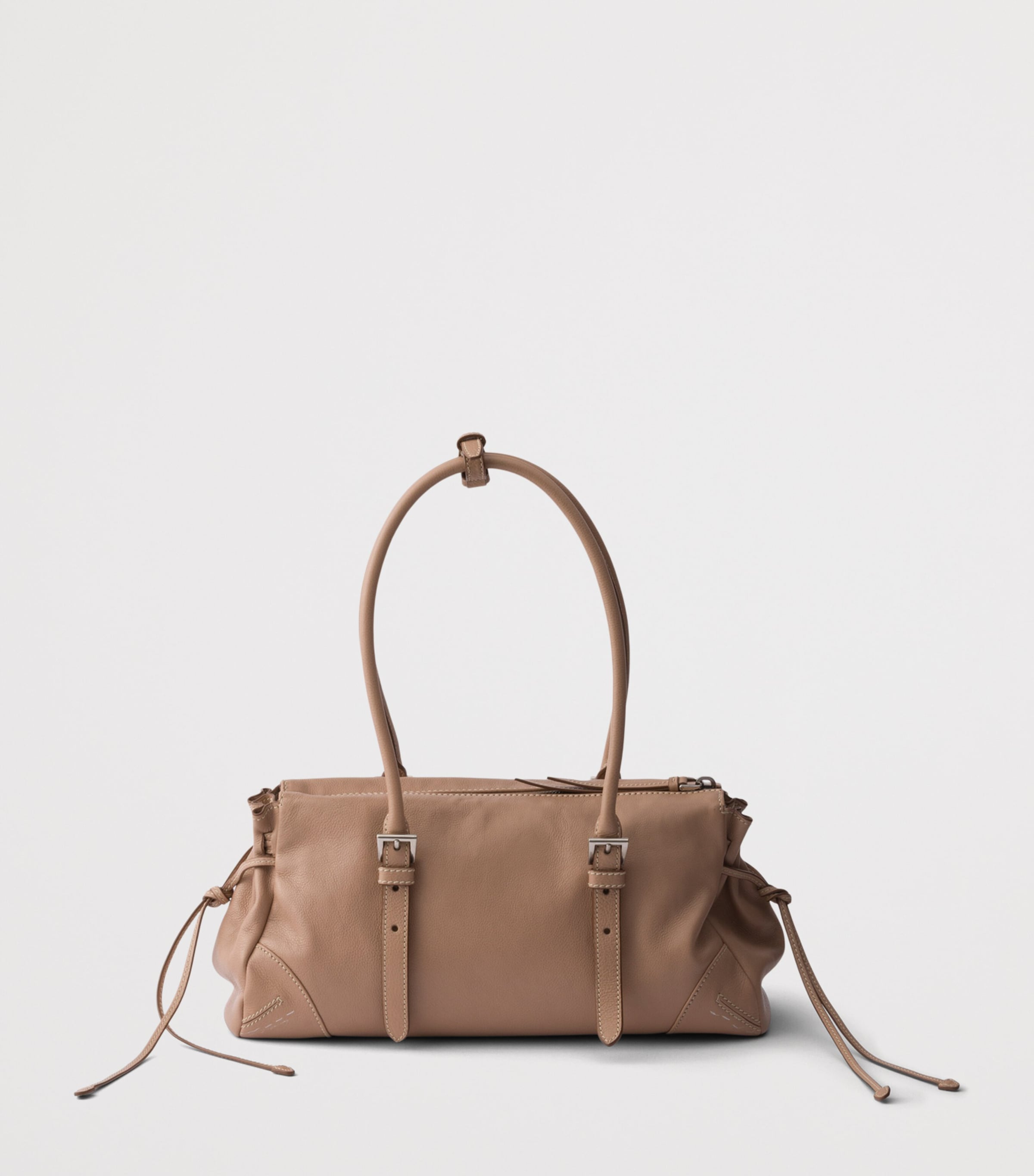 Prada Medium Leather Bonnie Top-Handle Bag Powder Image 4