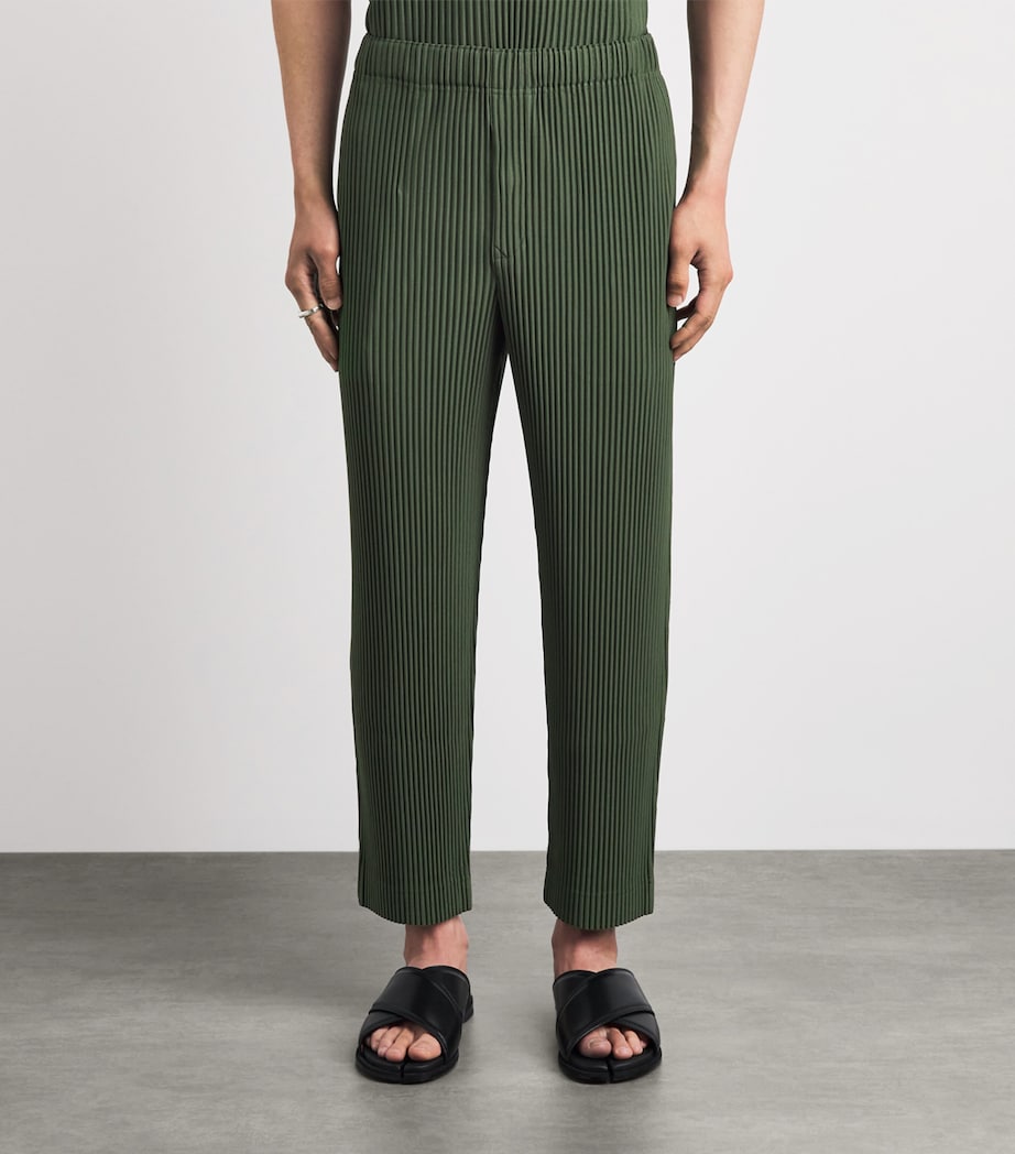 Homme Plissé Issey Miyake Mens Pleated Straight Trousers Duomo Door Green Image 4