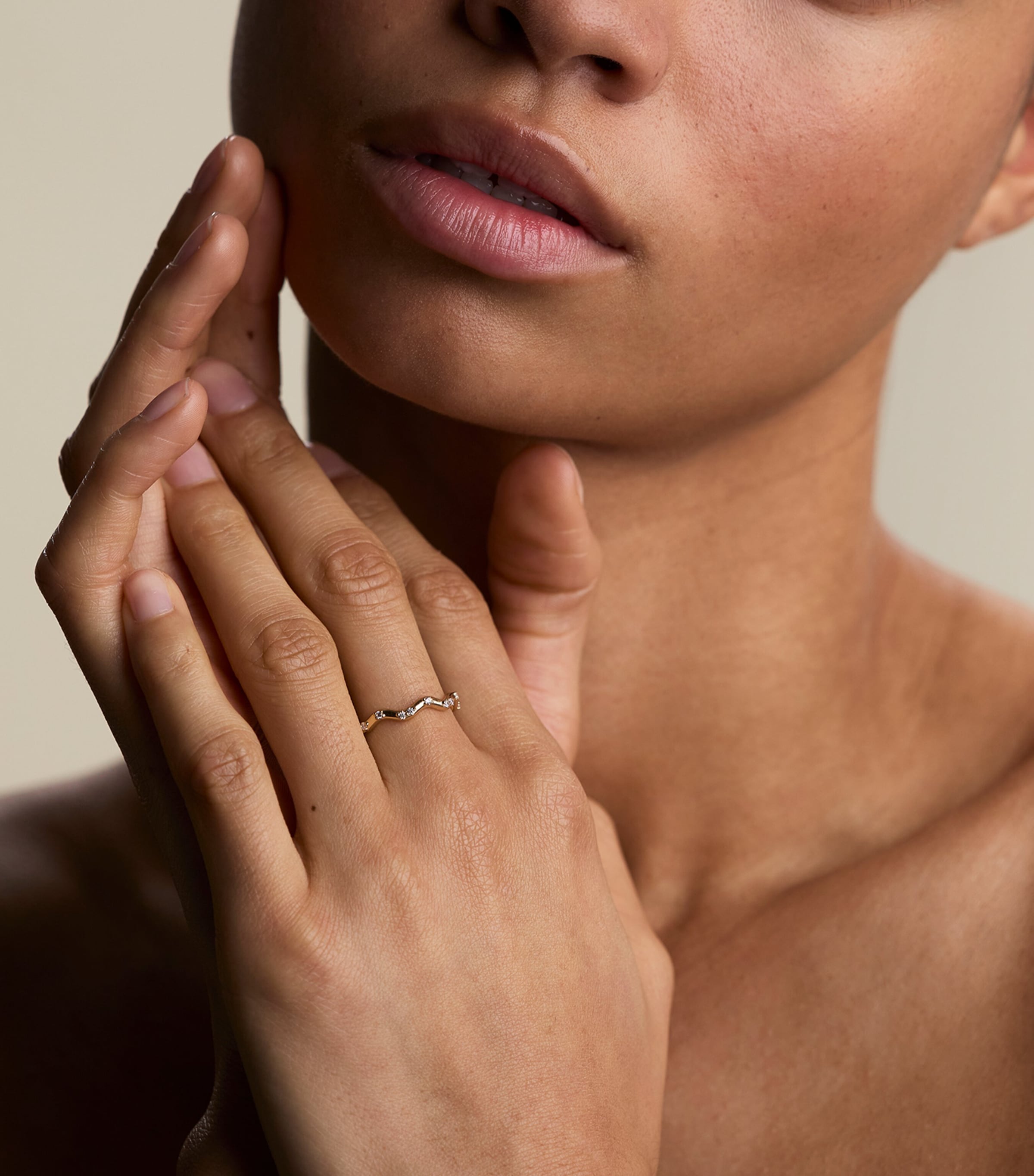 Astrid & Miyu Gold-Plated Vermeil Ripple Ring Gold Image 2