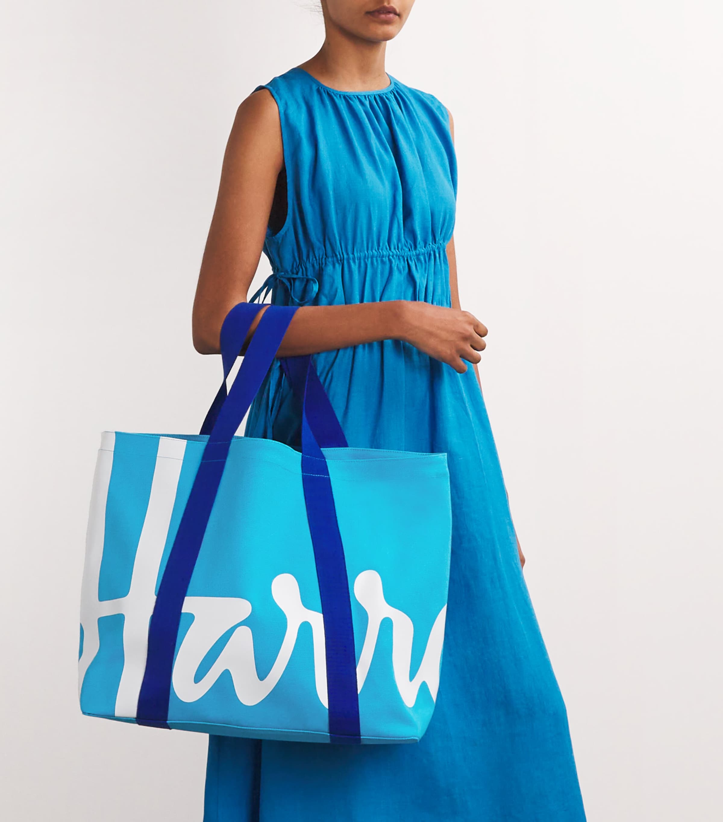 Large Cotton Logo Tote Bag BRIGHT BLUE Image 2