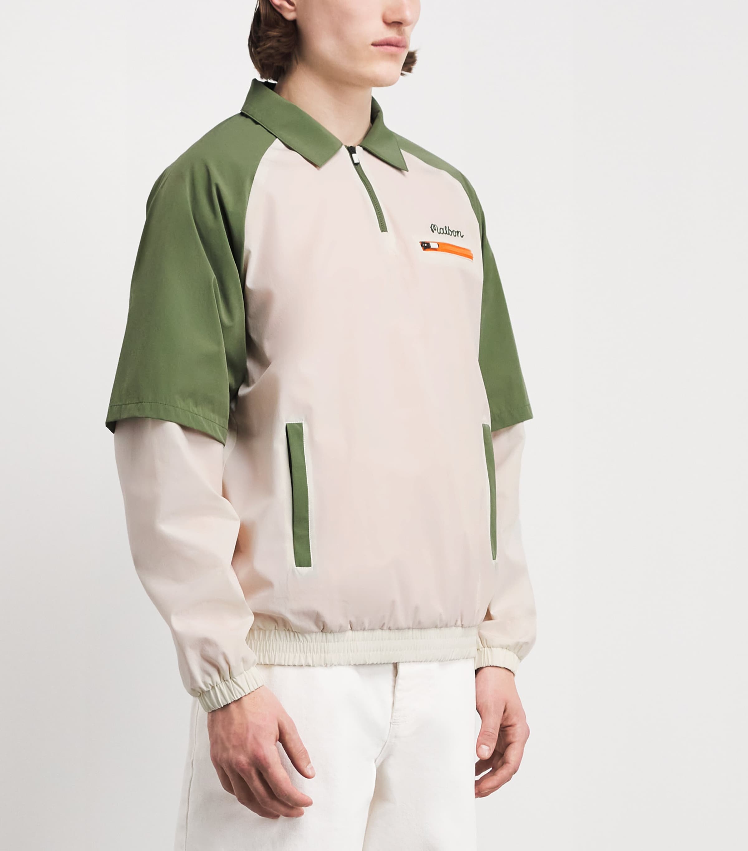 Malbon Mens Marina Windshirt Cream / Olivine Image 4