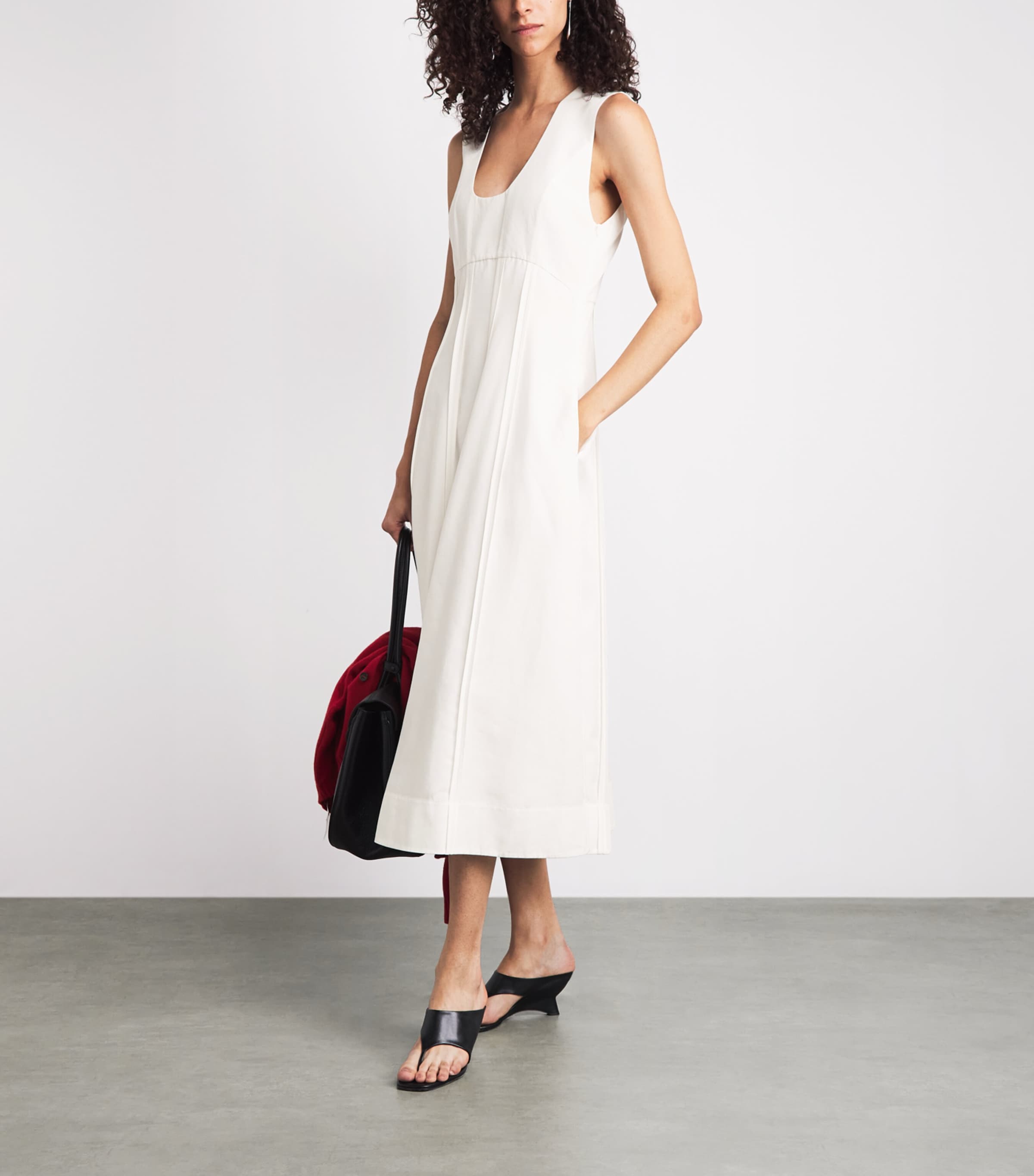Róhe Womens Cotton Poplin Sculptural Midi Dress Optic White Image 2