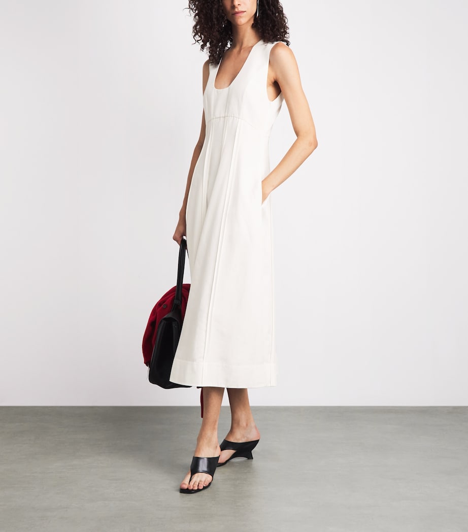 Róhe Womens Cotton Poplin Sculptural Midi Dress Optic White Image 2