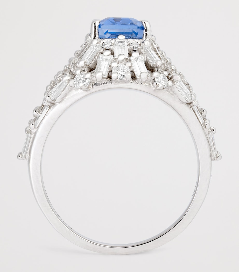 White Gold, Diamond and Sapphire Lion's Mane One Of A Kind Ring (Size 6.75) 18K WG/BS Image 3