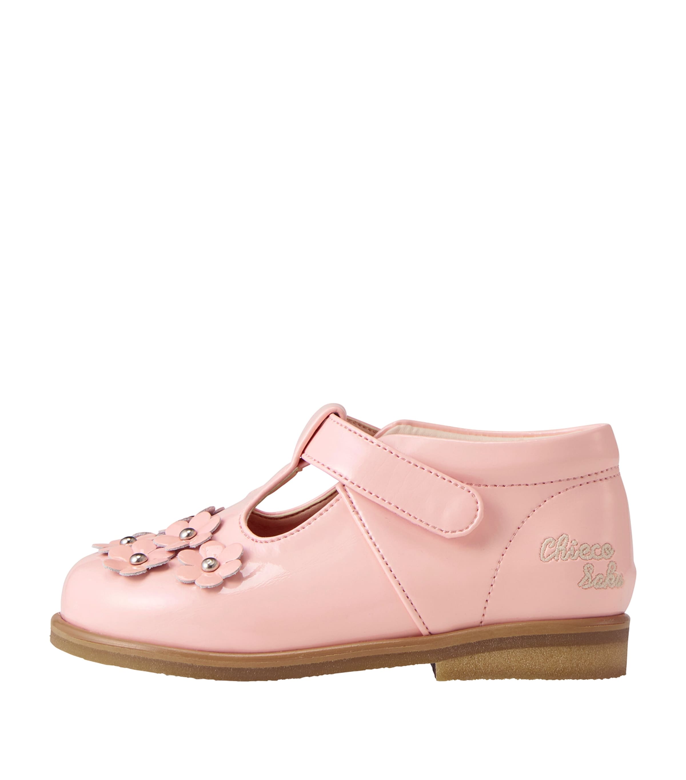 Miki House Pink Velcro-Strap Flower Mary Janes | Harrods US