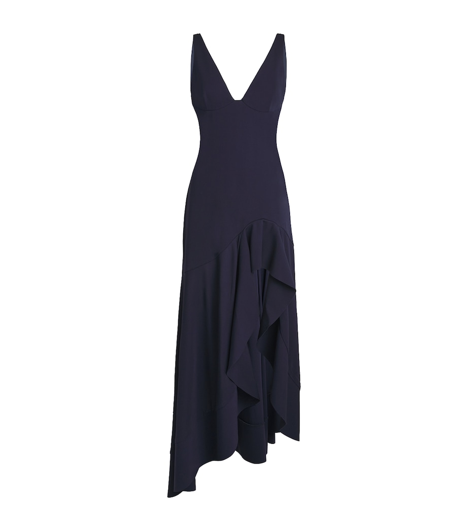 Stella McCartney Womens Georgette Ruffled Asymmetric Gown Ink Image 1