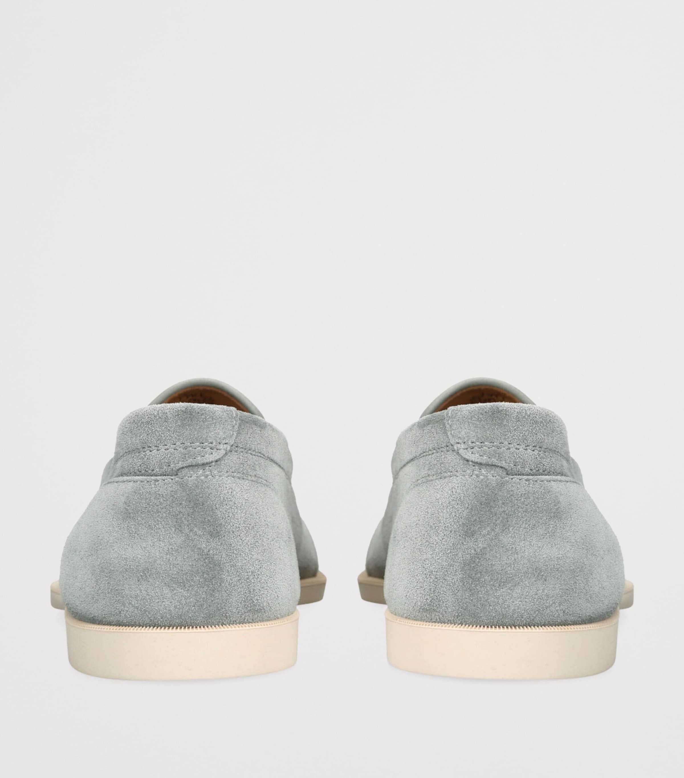 John Lobb Suede Pace Loafers Pale Blue Image 2