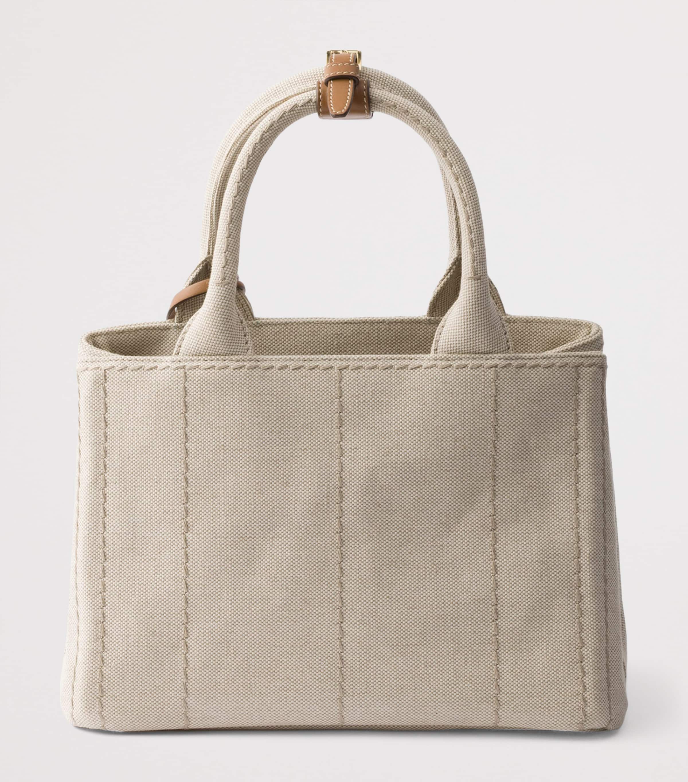 Prada Small Canvas Jardinière Top-Handle Bag Neutral Image 3