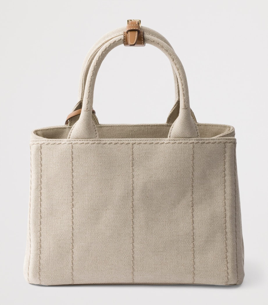 Prada Small Canvas Jardinière Top-Handle Bag Neutral Image 3