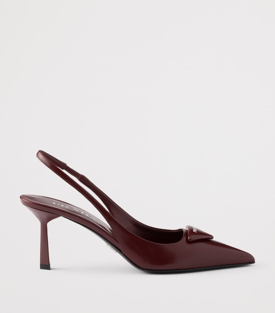 Prada Brushed Leather Slingback Pumps 75 Red Image 2