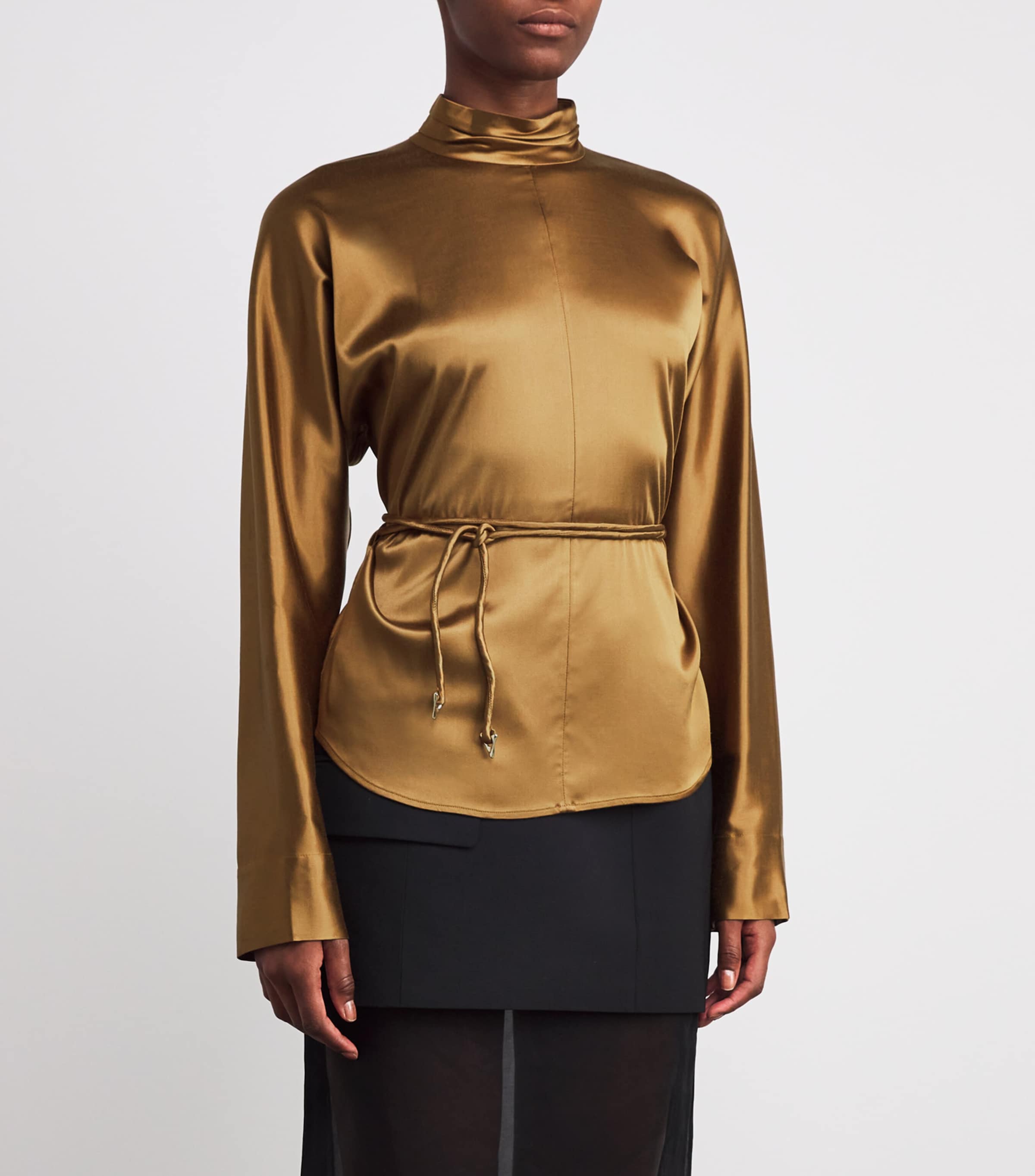 Satin Belted Mar Blouse 711 ANTIQUE GOLD Image 3