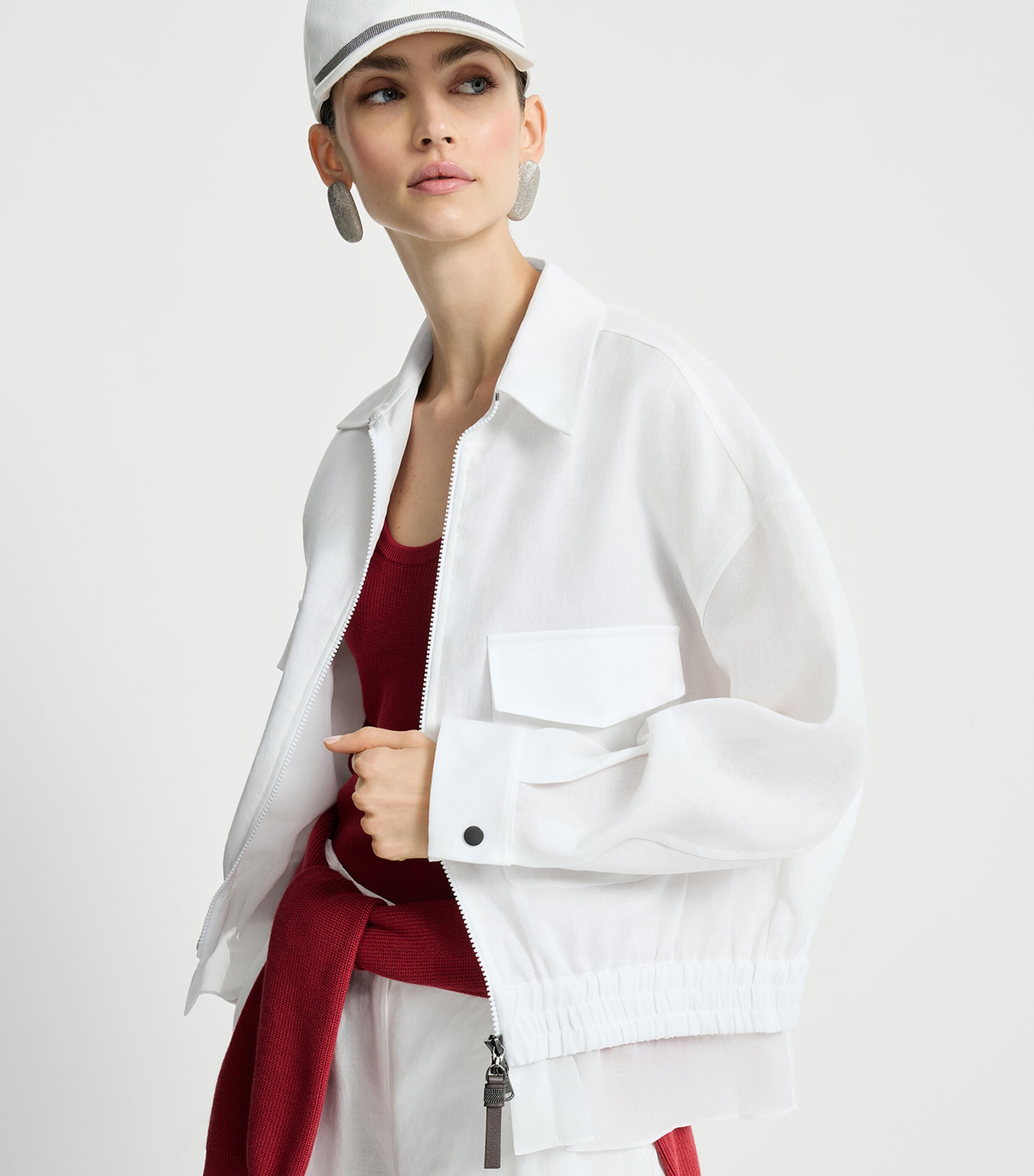 Brunello Cucinelli Womens Cotton Zip-Up Jacket Image 2