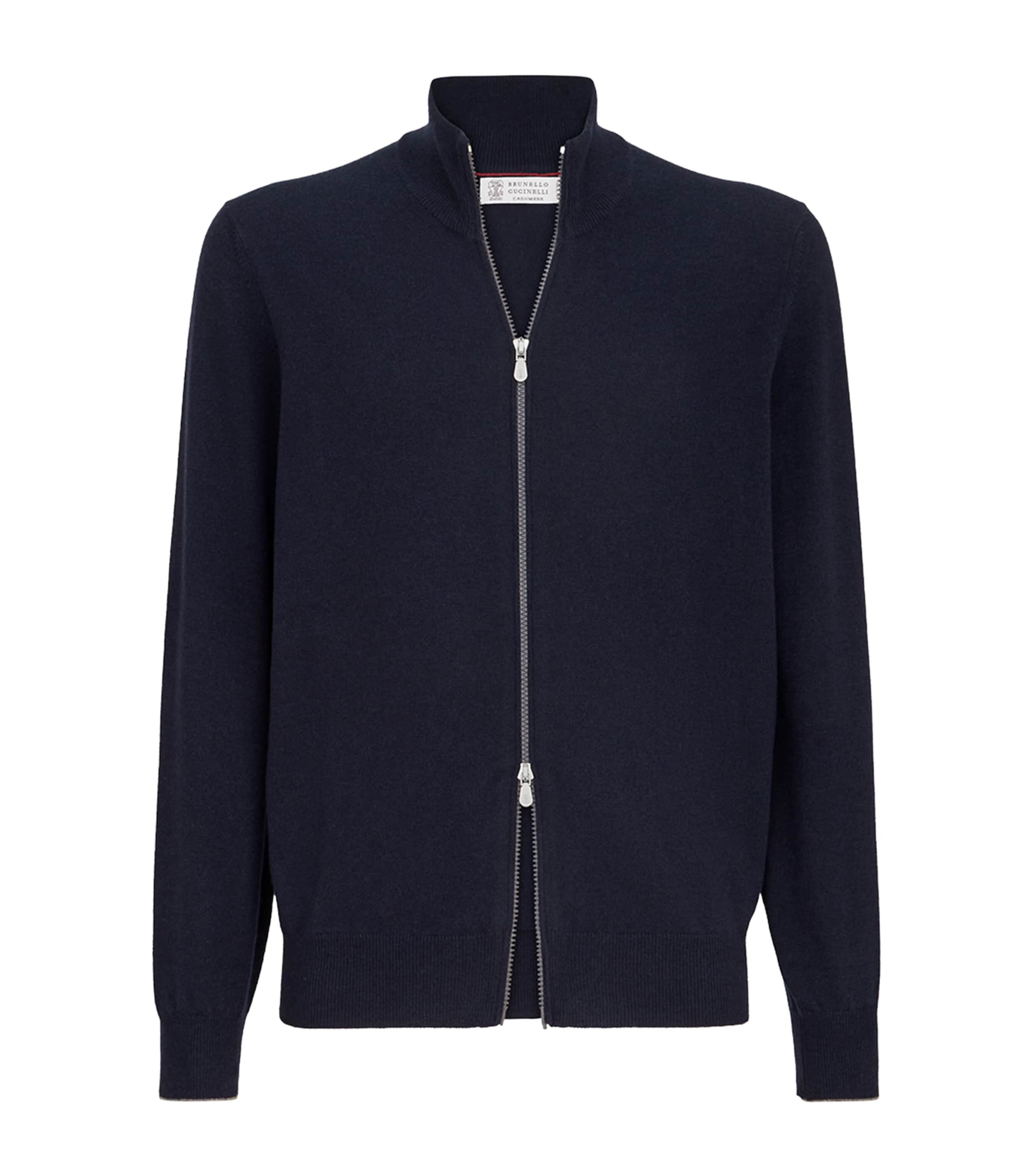 Brunello Cucinelli Mens Cashmere Zip-Up Cardigan Image 1