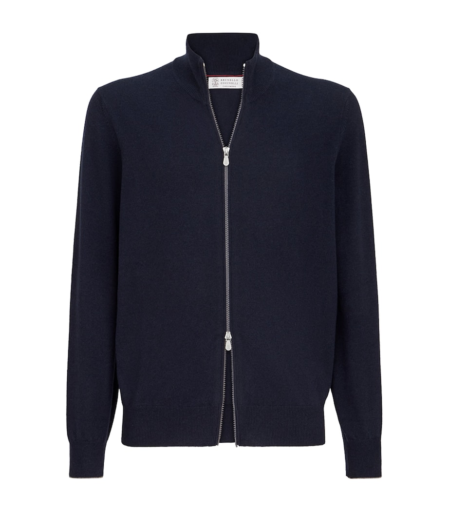 Brunello Cucinelli Mens Cashmere Zip-Up Cardigan Image 1