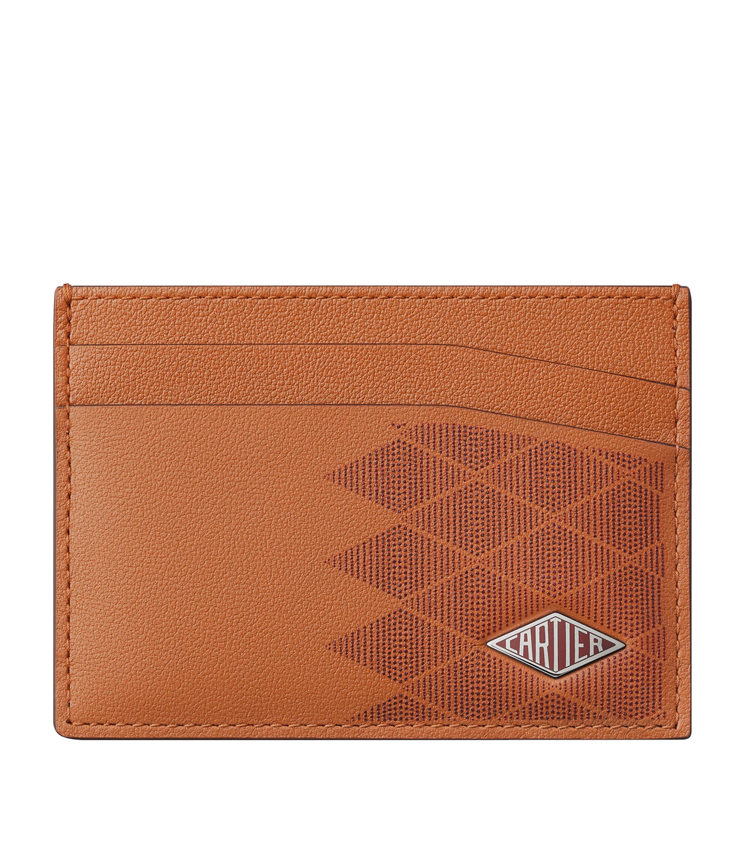 Leather Losange Card Holder CARAMEL AND BURGUNDY Image 1