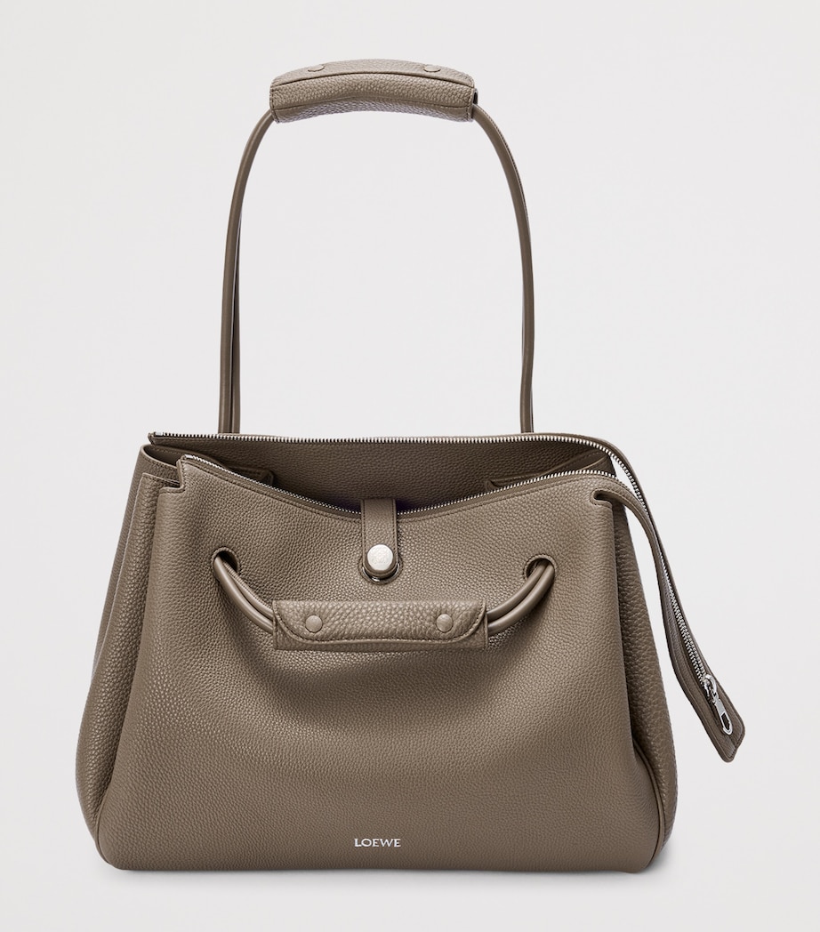 Large Grained Leather Madrid Shoulder Bag TAUPE Image 2