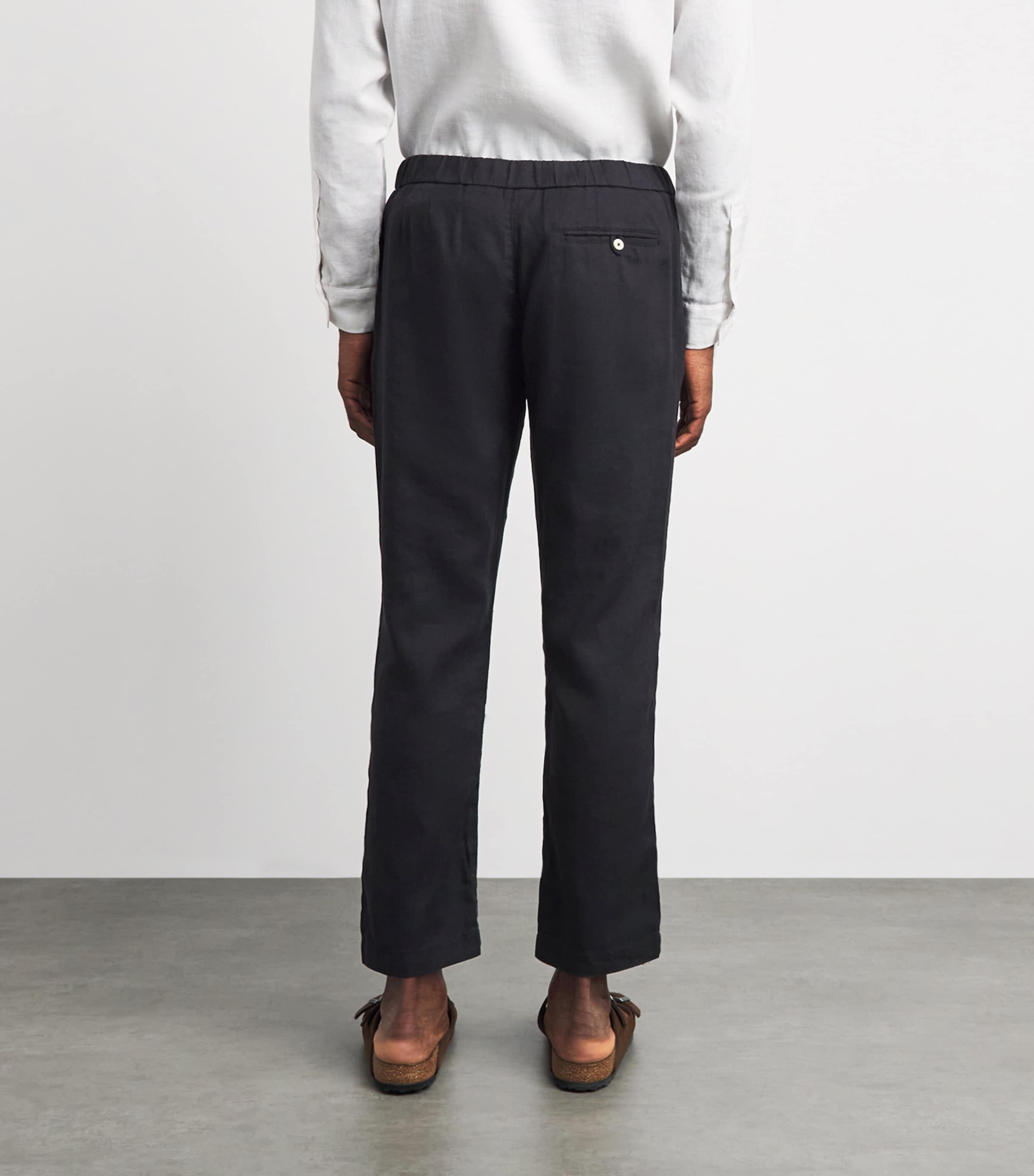 Frescobol Carioca Mens Cotton-Linen Oscar Chinos Black Image 5