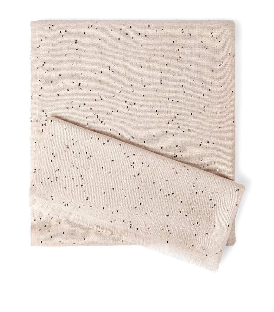 Brunello Cucinelli Cashmere-Silk Embellished Scarf Image 1