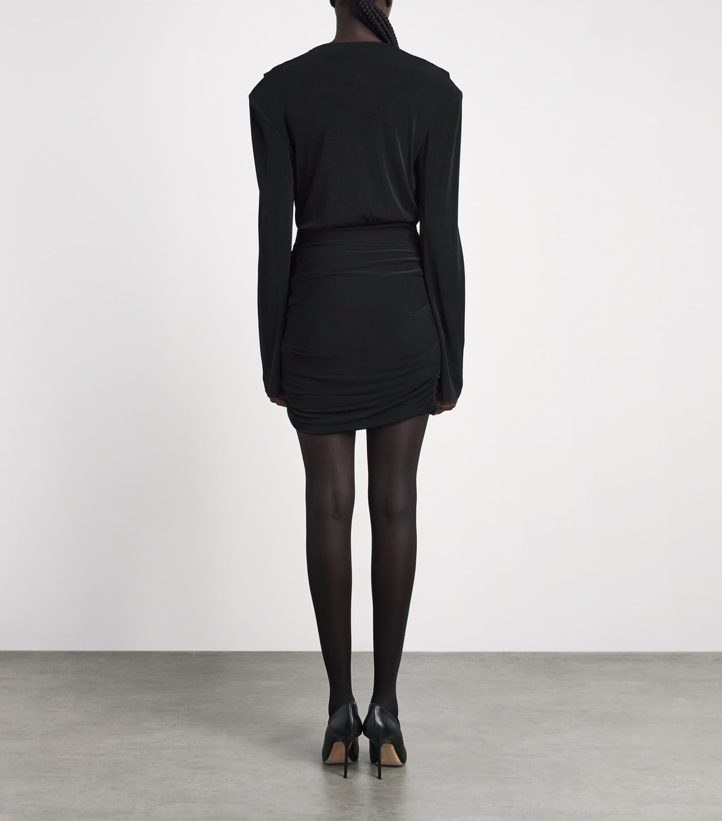 CAMILLA AND MARC Womens Draped Katerina Mini Dress Dblk Black Image 4