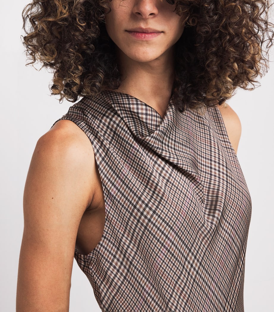 Satin Cowl-Neck Maxi Dress MULTI PLAID-983MUP Image 4