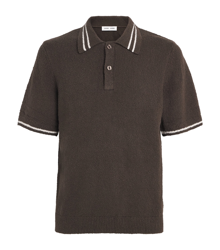 Samsøe Samsøe Mens Bouclé Sapedro Polo Shirt Turkish Coffee Image 1