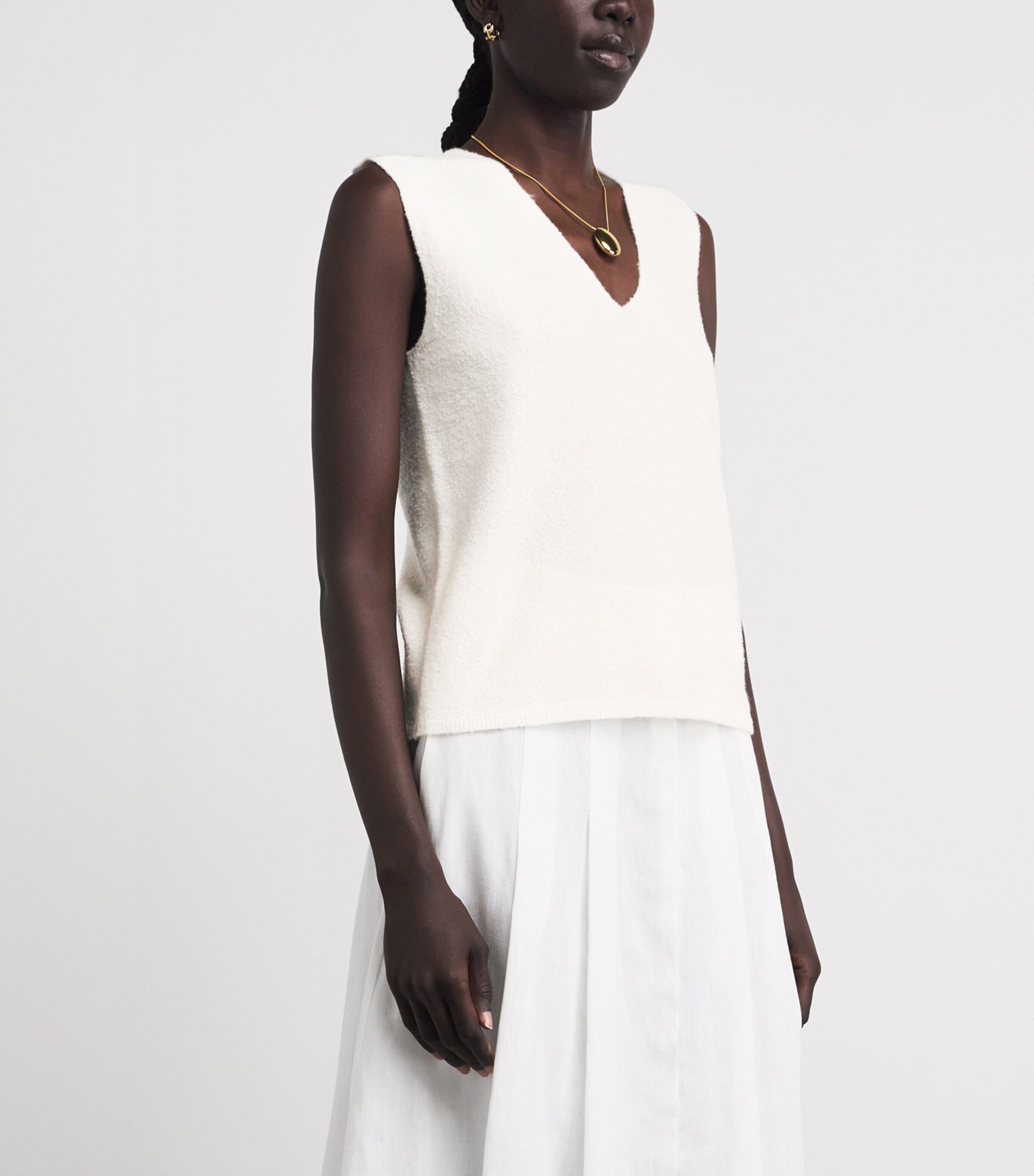 Gabriela Hearst Womens Cashmere Bouclé Tank Top Wht White Image 4