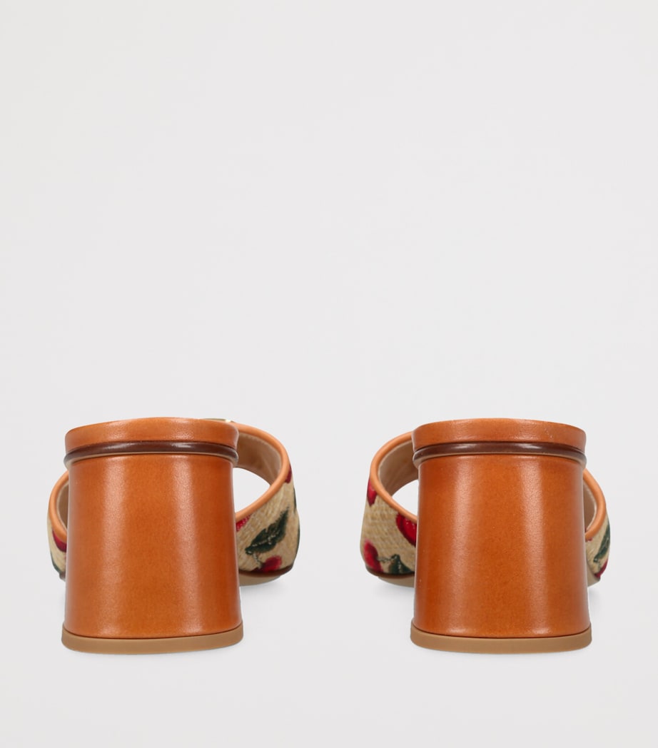 Raffia VLogo Cherry Heleed Mules 60 BROWN/OTH Image 2
