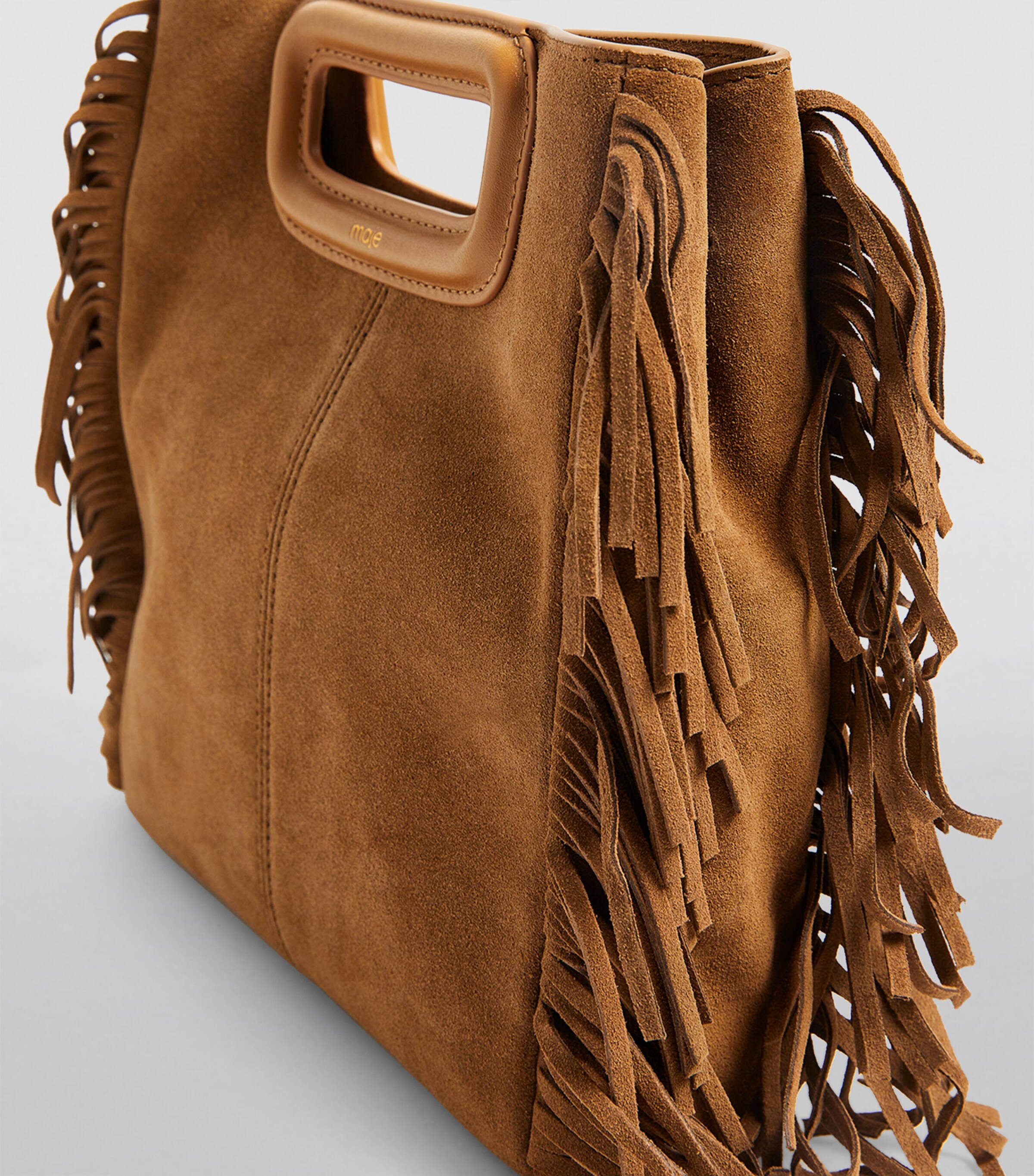 Suede M Top-Handle Bag CAMEL Image 16