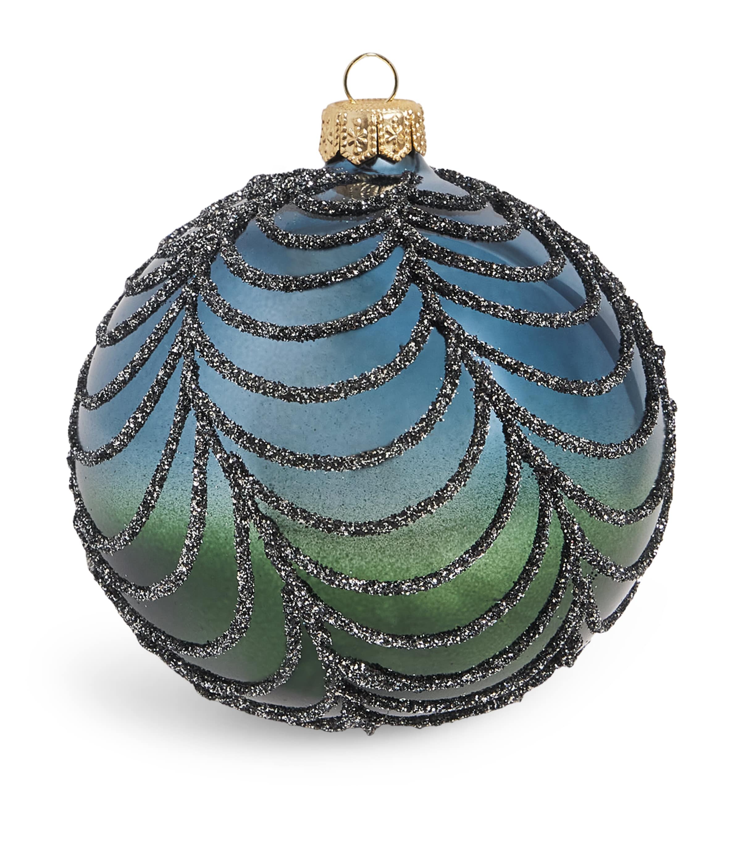 Harrods Embellished Glitter Web Bauble In Blue