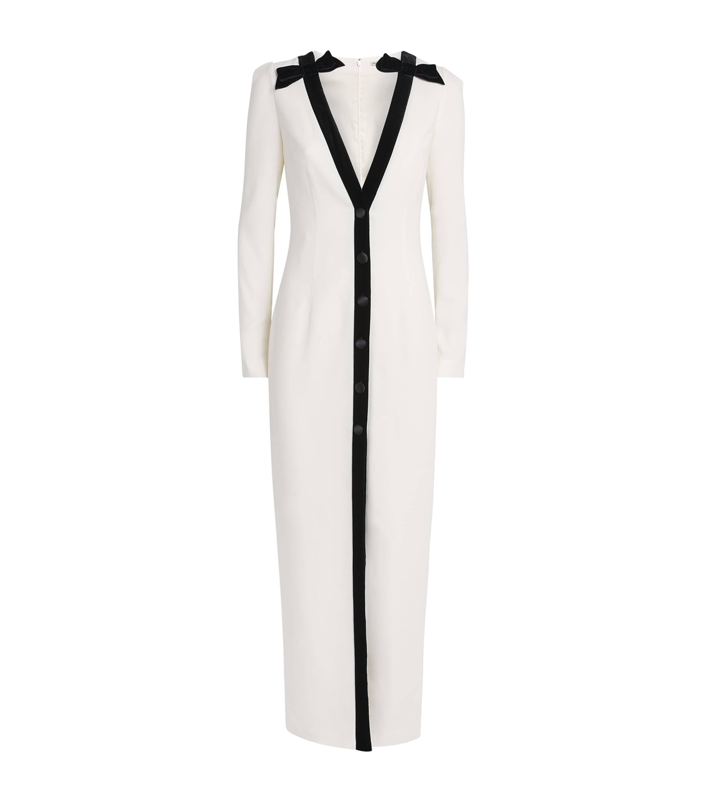 Alessandra Rich Womens Cady Bow-Embellished Maxi Dress White Image 1