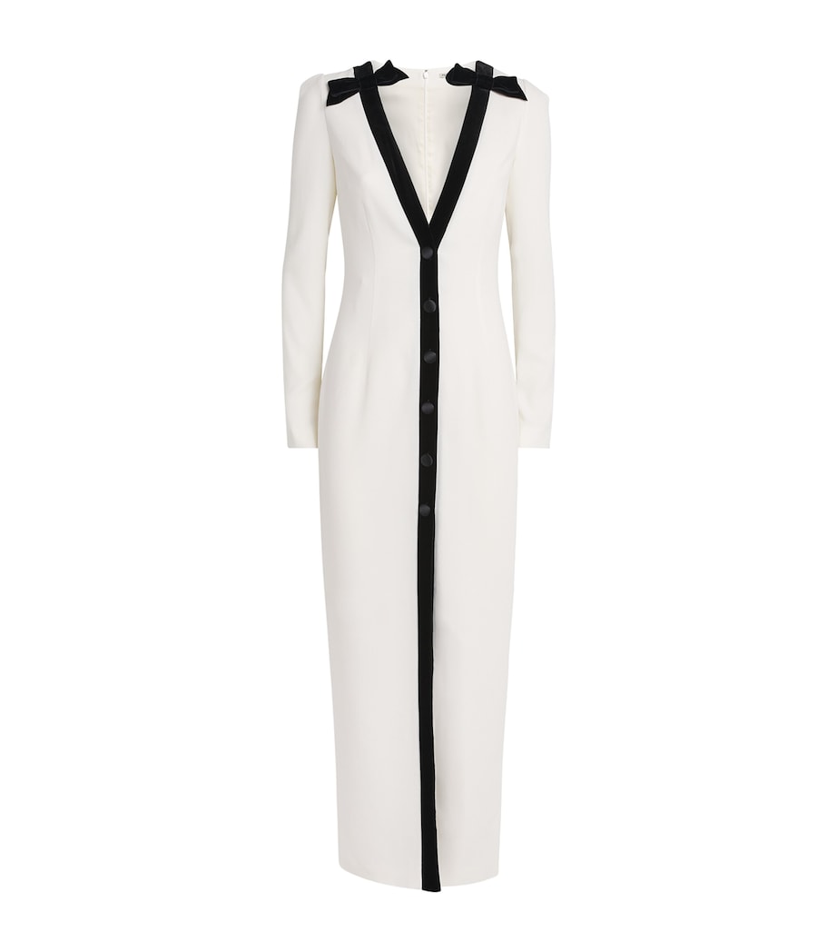 Alessandra Rich Womens Cady Bow-Embellished Maxi Dress White Image 1