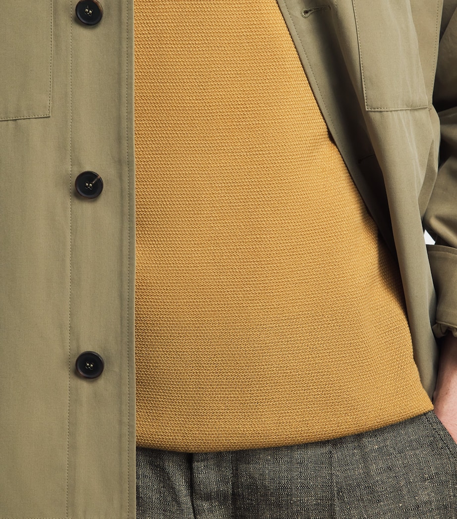John Smedley Mens Merino Wool Textured Polo Shirt Yellow Lustre Image 3
